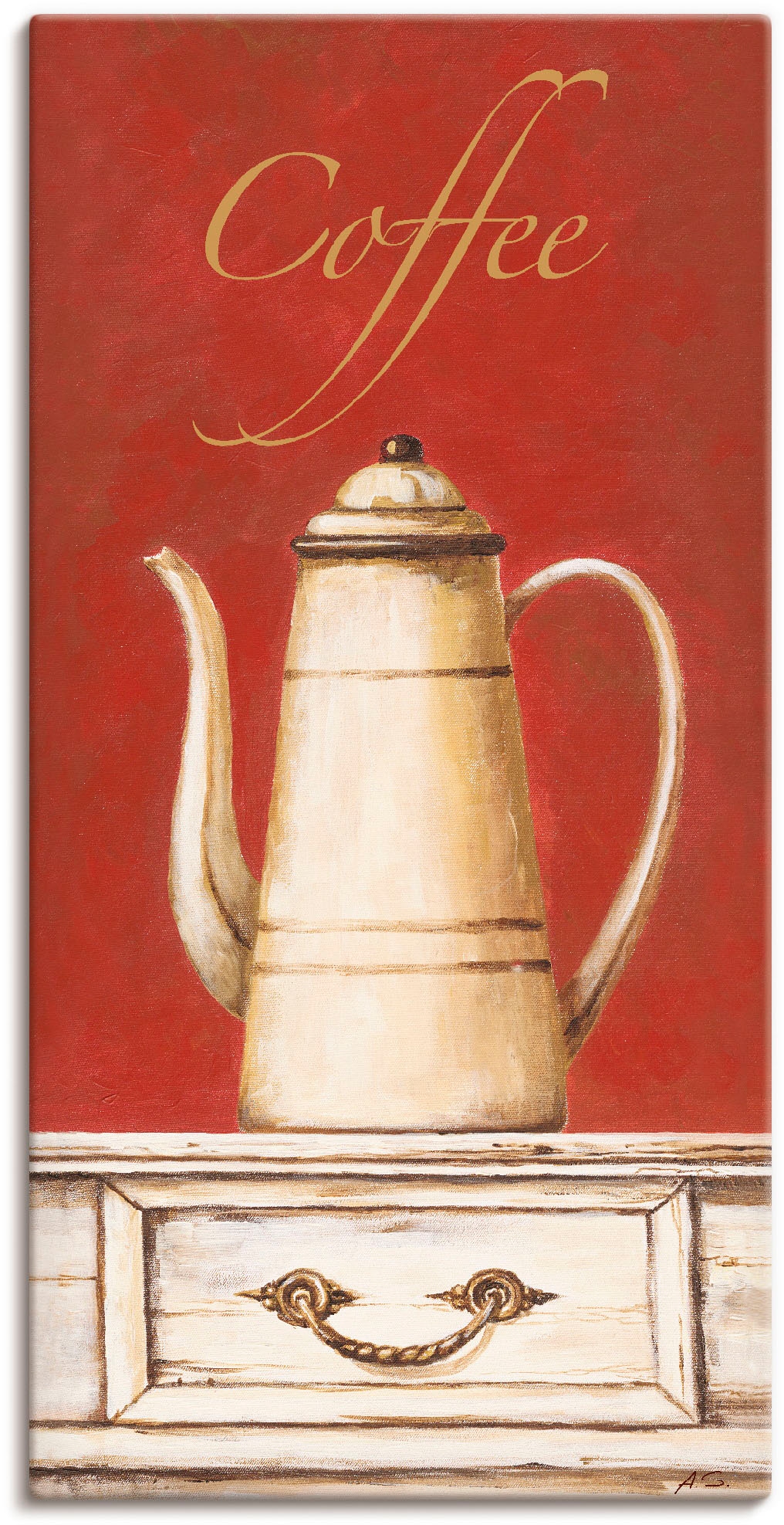 Artland Wandbild »Kaffeekanne«, Getränke, (1 St.), in vielen Größen & Produktarten - Alubild / Outdoorbild für den Außenbereich, Leinwandbild, Poster, Wandaufkleber / Wandtattoo auch für Badezimmer geeignet