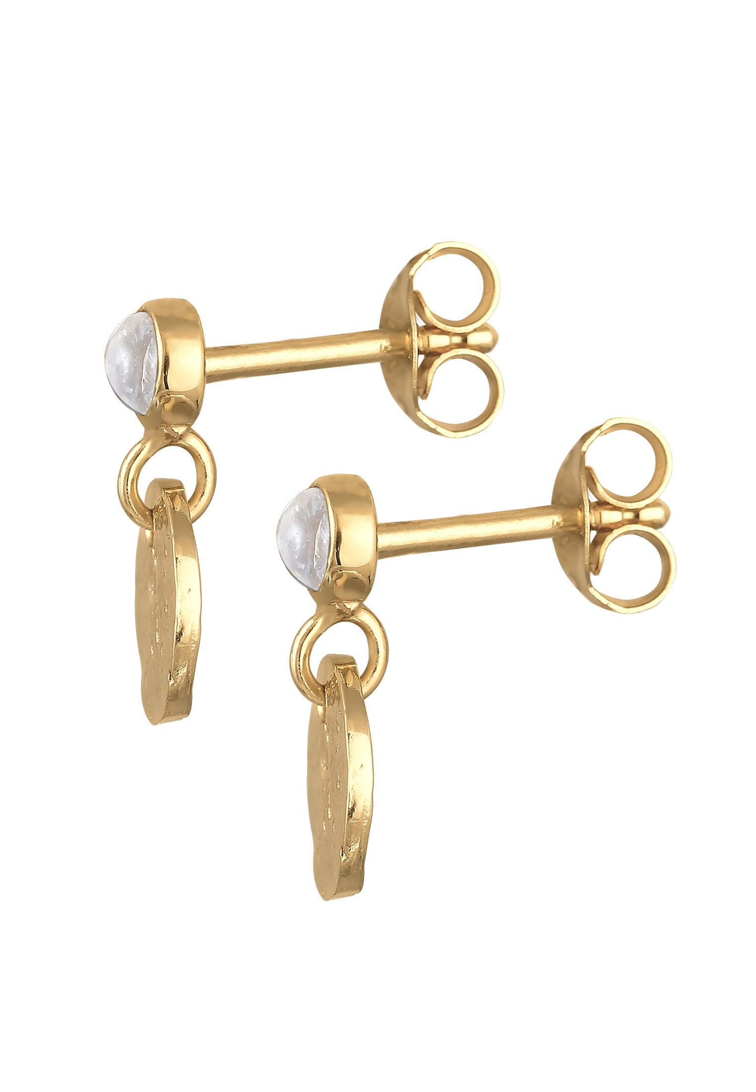 Elli Premium Paar Ohrstecker »Ohrringe Plättchen Vintage Antique Mondstein 925 Silber«
