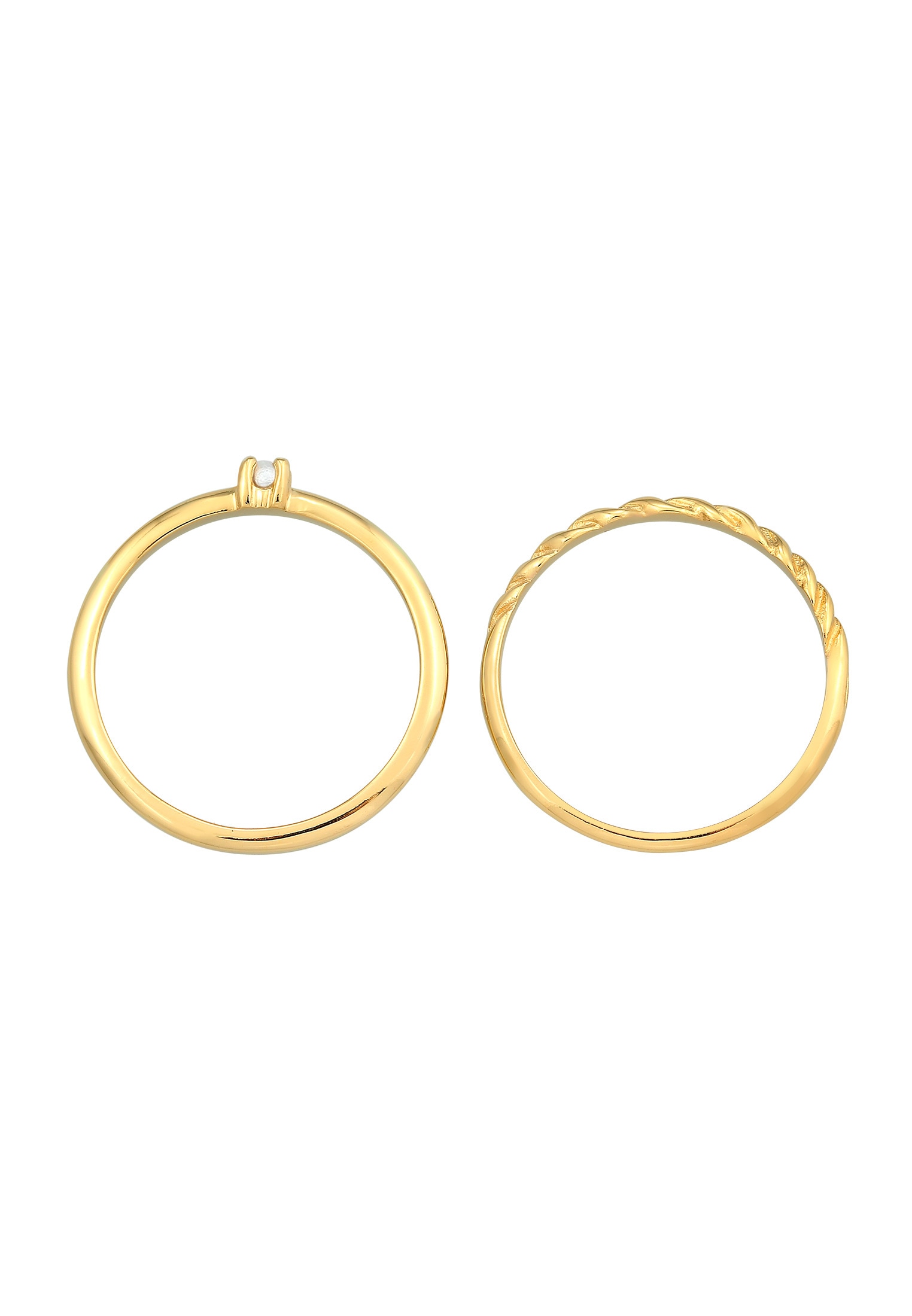 Elli Ring-Set »Ring Perle Klassik Gedreht 2er Set 925 Silber«