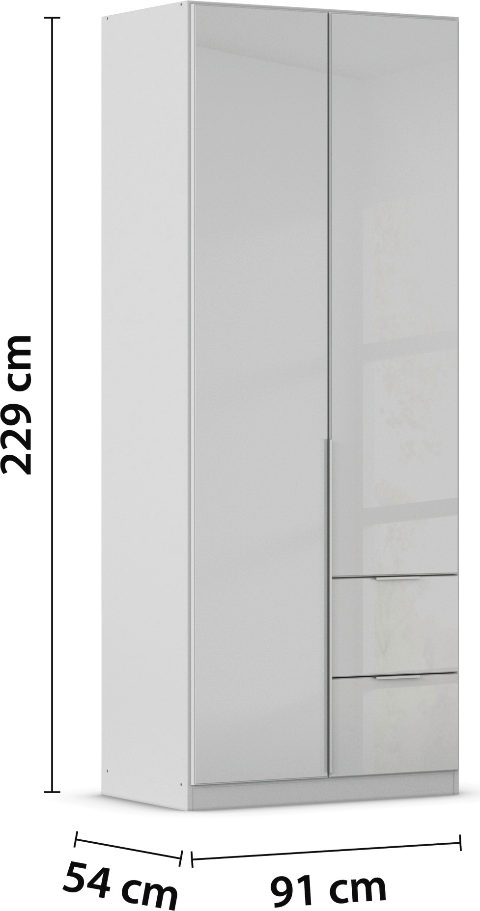 rauch Drehtürenschrank »Kleiderschrank Kleiderschränke Schrank Garderobe AGORDO mit Glasfront«, (in zwei Griff-Farben mit Glasfront), mit Außenschubkästen, in 6 Breiten und 2 Höhen MADE IN GERMANY
