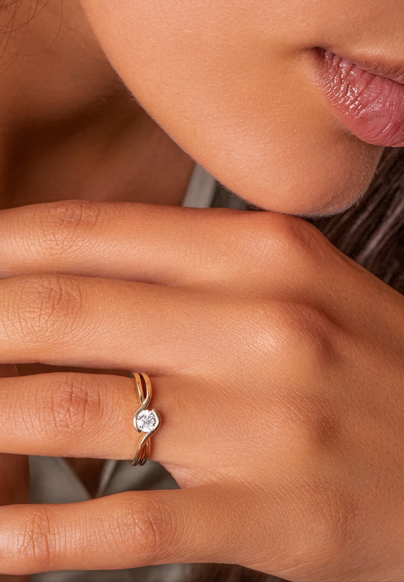 ONE ELEMENT Goldring »Zirkonia Ring aus 333 Gelbgold«