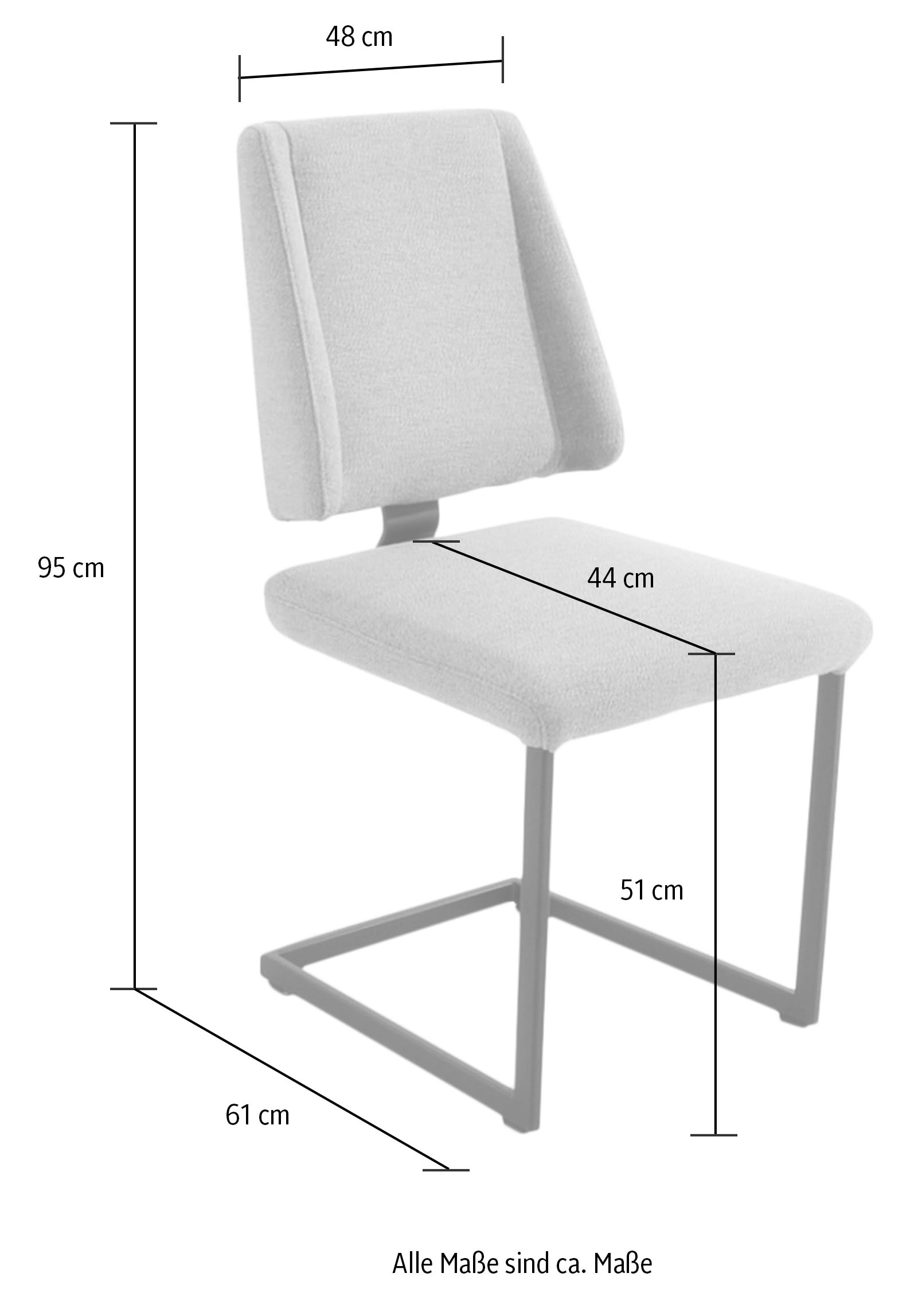 K+W Komfort & Wohnen Freischwinger »Longbeach« () 1 Stk.mit Gestell und Abstandshalter in Metall schwarz Struktur, Sitzkomfort