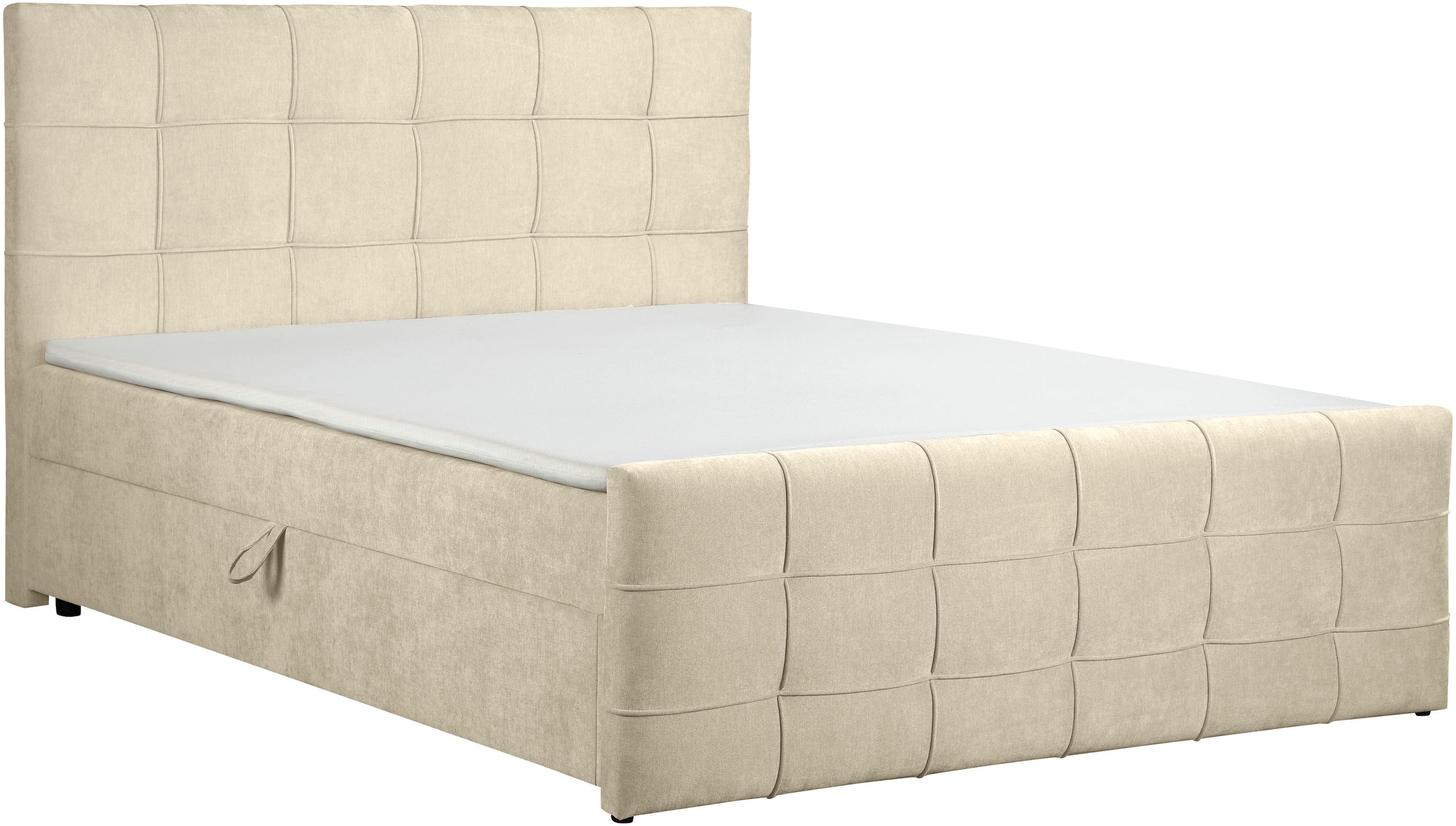 OTTO home Boxbett »LILIENNE, Polsterbett mit Bettkasten und Taschenfederkernmatratze H3« mit Kaltschaumtopper, Chenille-Bezug, 160x200 & 180x200 cm