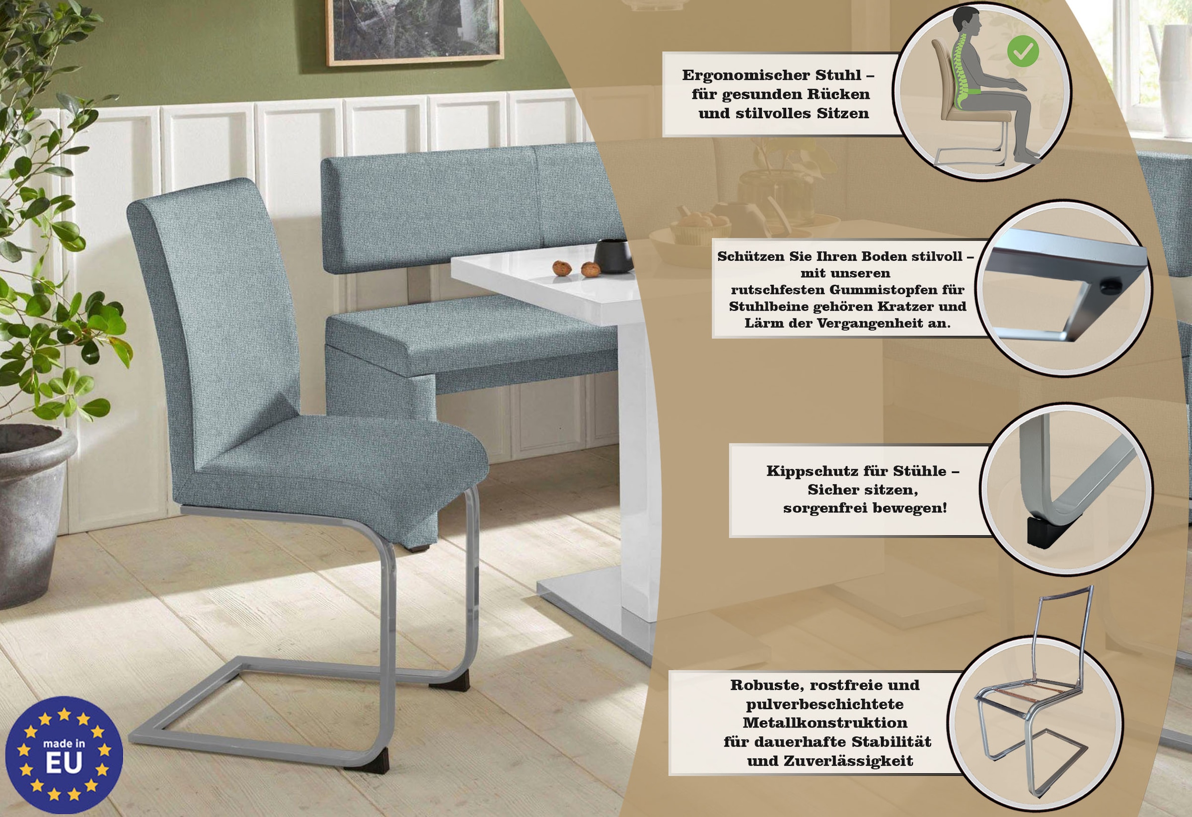 OTTO home Freischwinger »Charissa« (Set) 2 Stk.Bezug in verschiedenen Qualitäten, maximale Belastbarkeit 120 kg