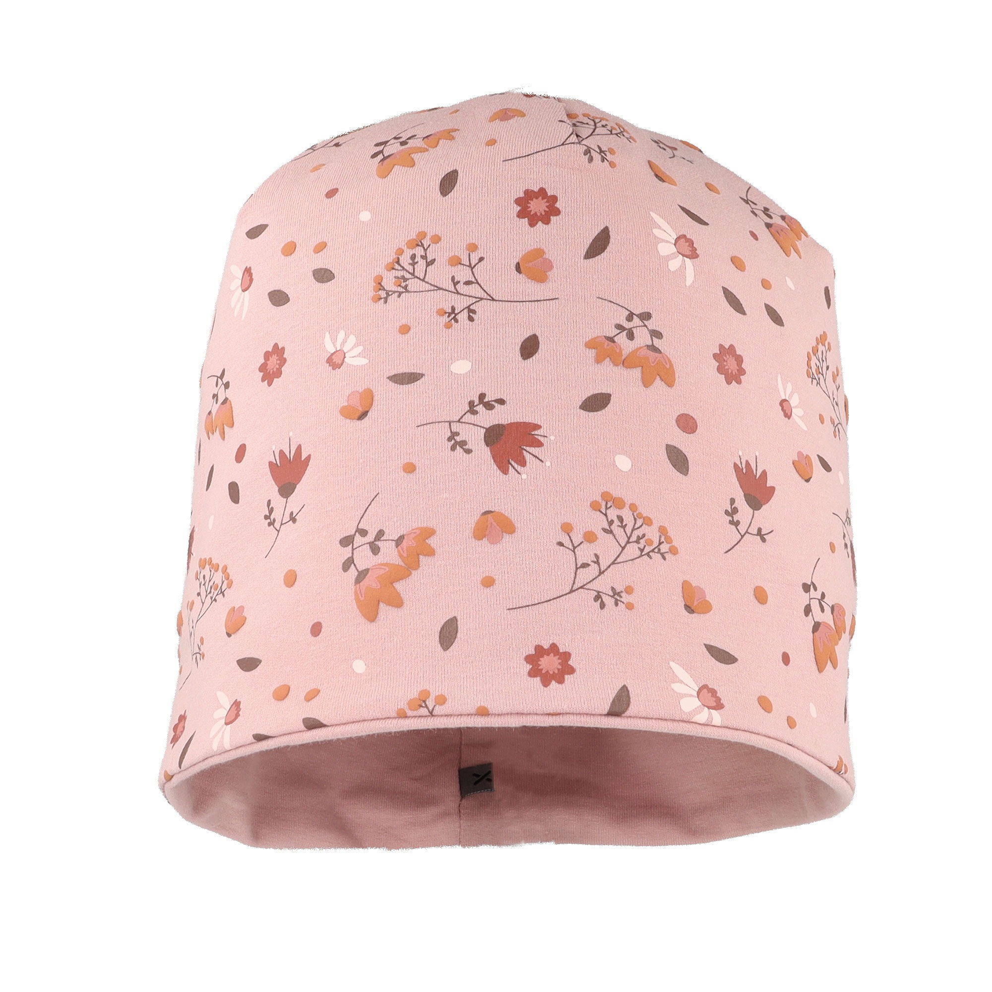MAXIMO Beanie Wendemütze, herbstlicher Blumen-Alloverprint, unifarbene Innenseite