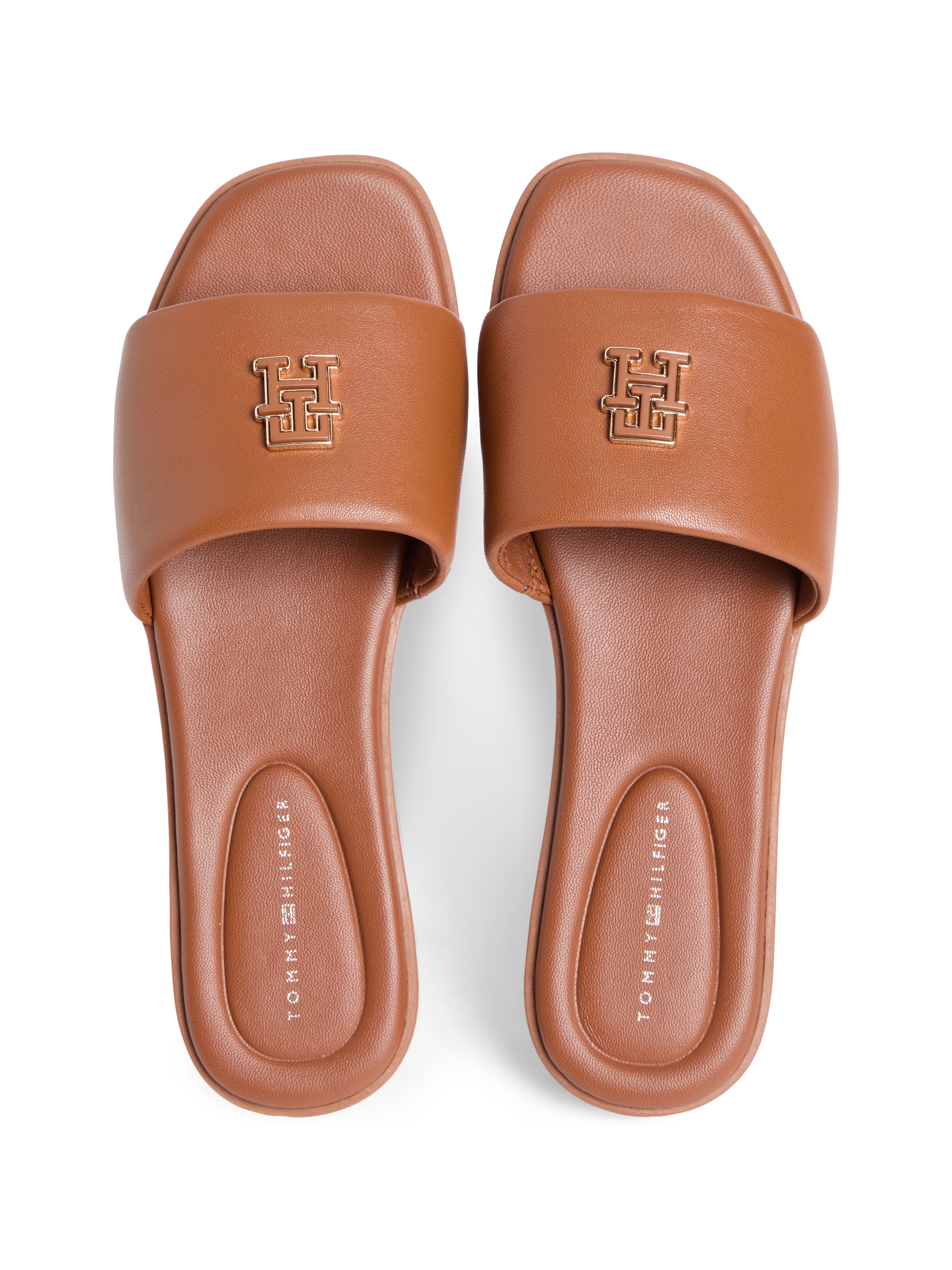 Tommy Hilfiger Pantolette »TH LOGO HARDWARE LEATHER MULE«  , Blockabsatz, Sommerschuh, Schlupfschuh mit stylischem Logoemblem