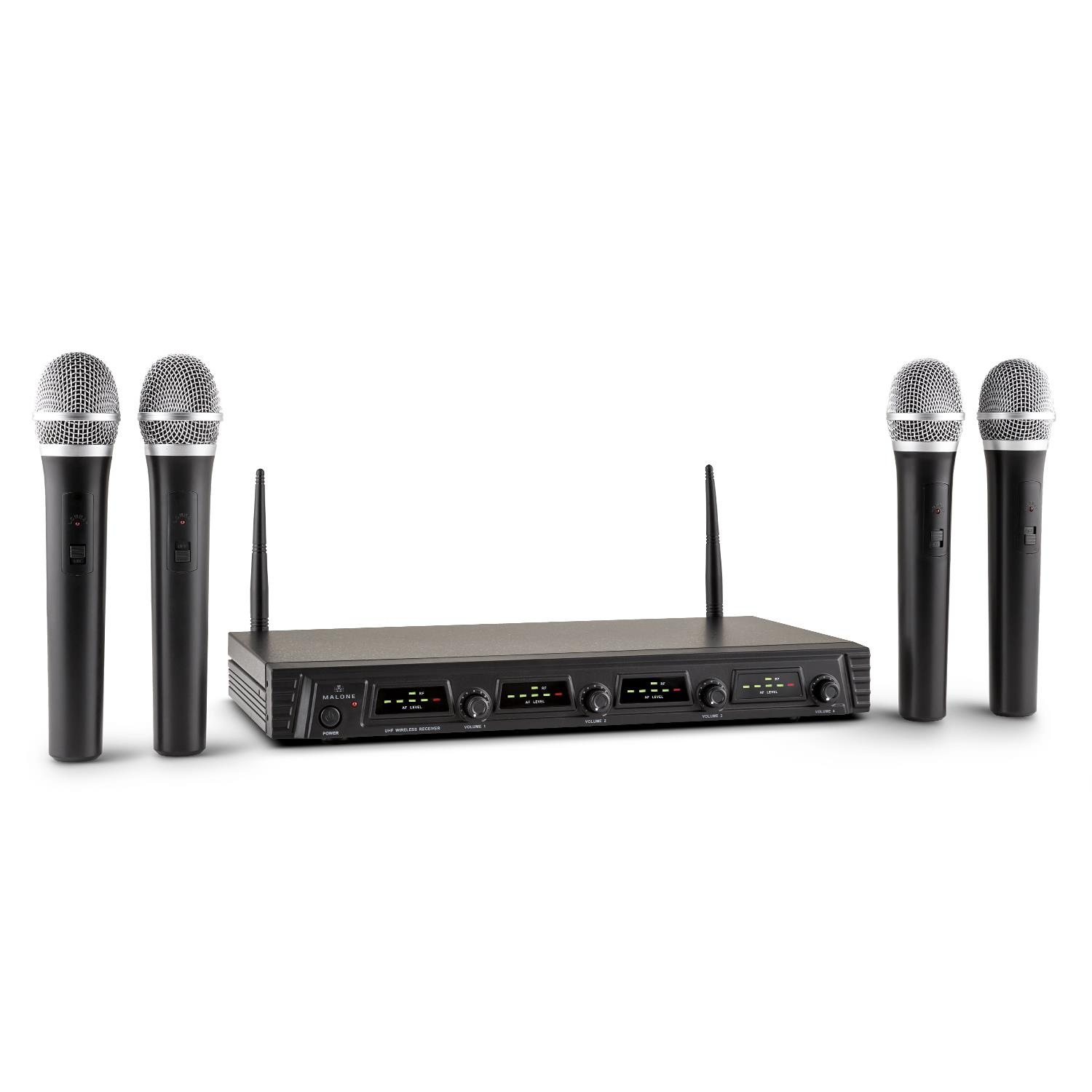 UHF Funkmikrofon 4 Kanal Set 50m XLR AUX Klinke Eingang »Duett...