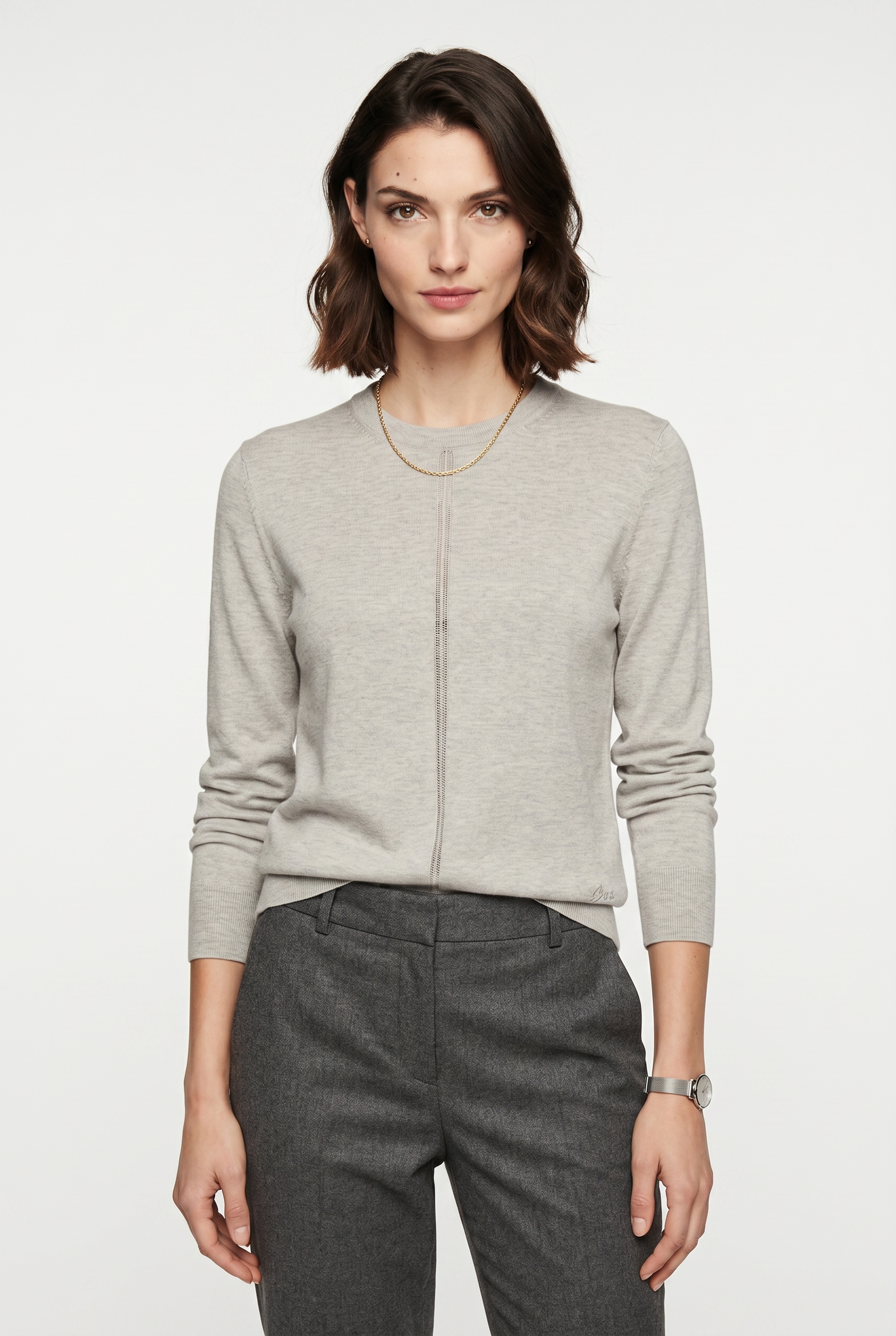 BOSS ORANGE Strickpullover »Finguine Premium Damenmode« mit Ajour-Dekor, Rundhalsform