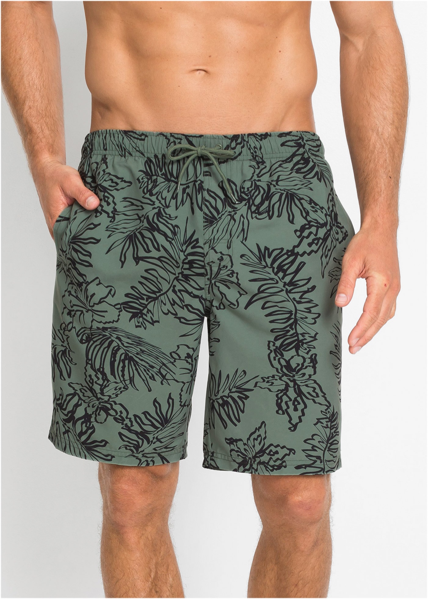 bonprix Badeshorts »Badeshorts Herren« mit Innenslip und Münztasche aus Netzware, bedrucktes Design