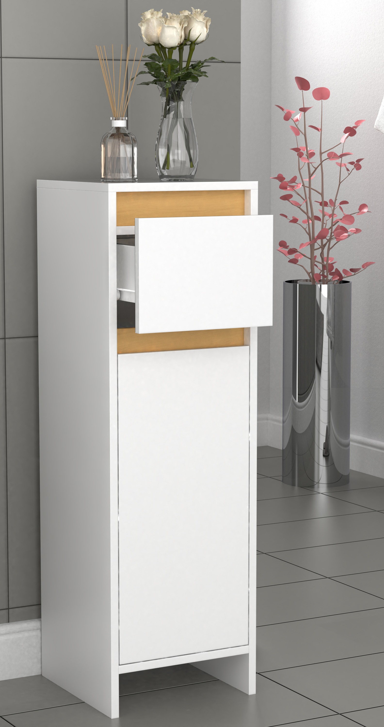 VCM Midischrank »Badmöbel Midischrank Badschrank Schublade Malira«