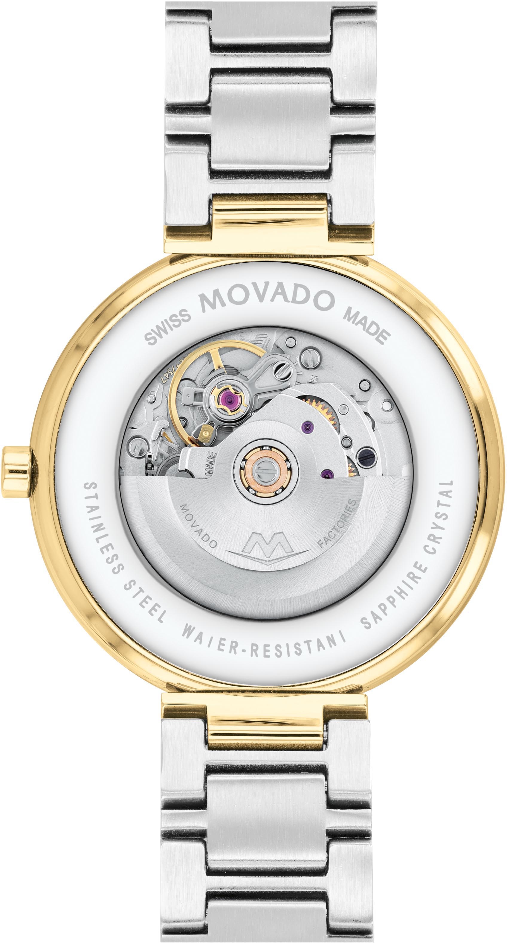 MOVADO Automatikuhr »MUSEUM Classic Automatic 32 mm, 0607679«, Armbanduhr, Damenuhr, mechanische Uhr, Swiss Made, Datum, bicolor