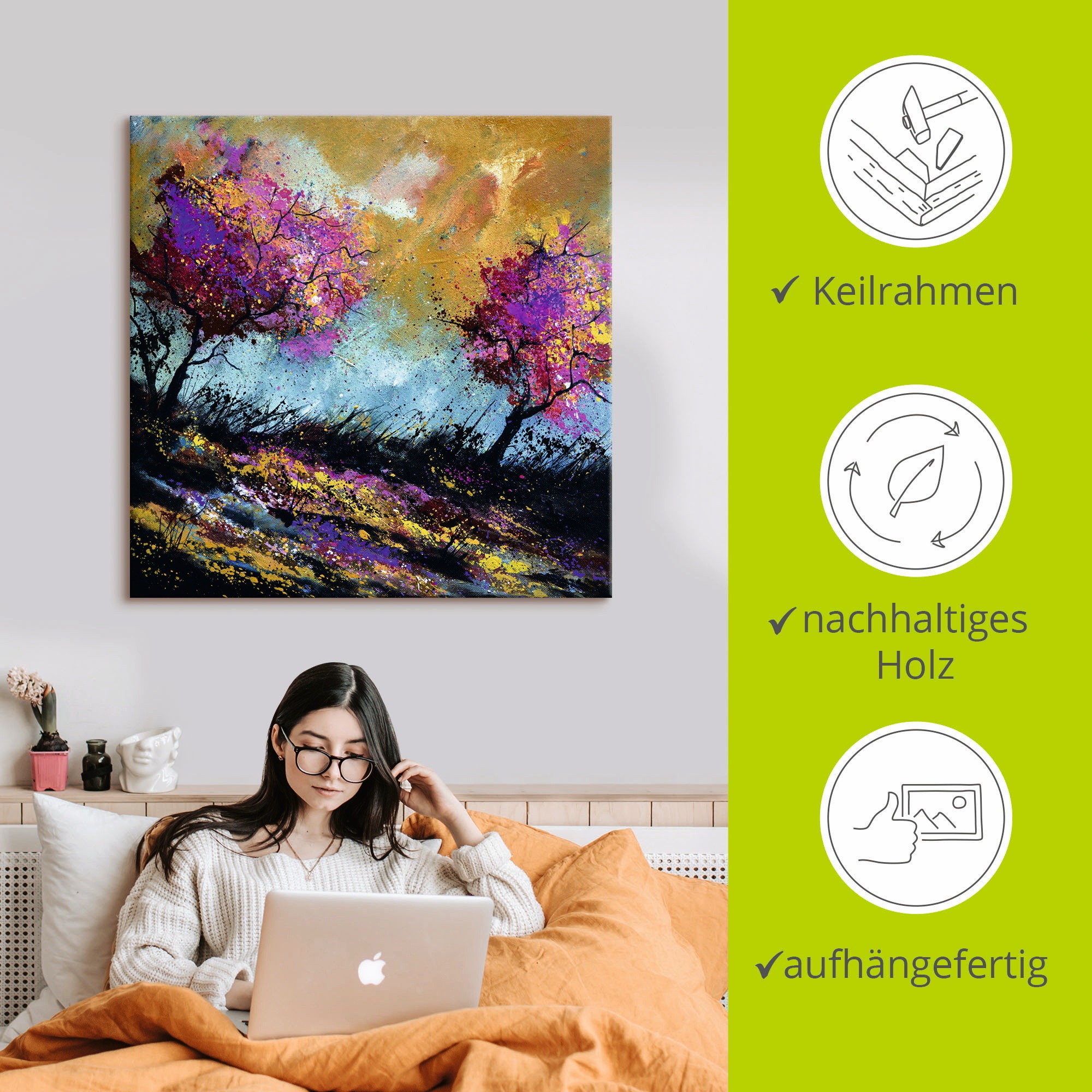 Artland Leinwandbild »Herbst-Eichen«, Wiesen & Bäume, (1 St.), auf Keilrahmen gespannt