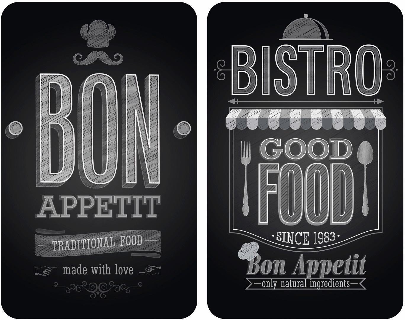 Herd-Abdeckplatte "Bon Appetit", Glas, (Set, 2-tlg.)