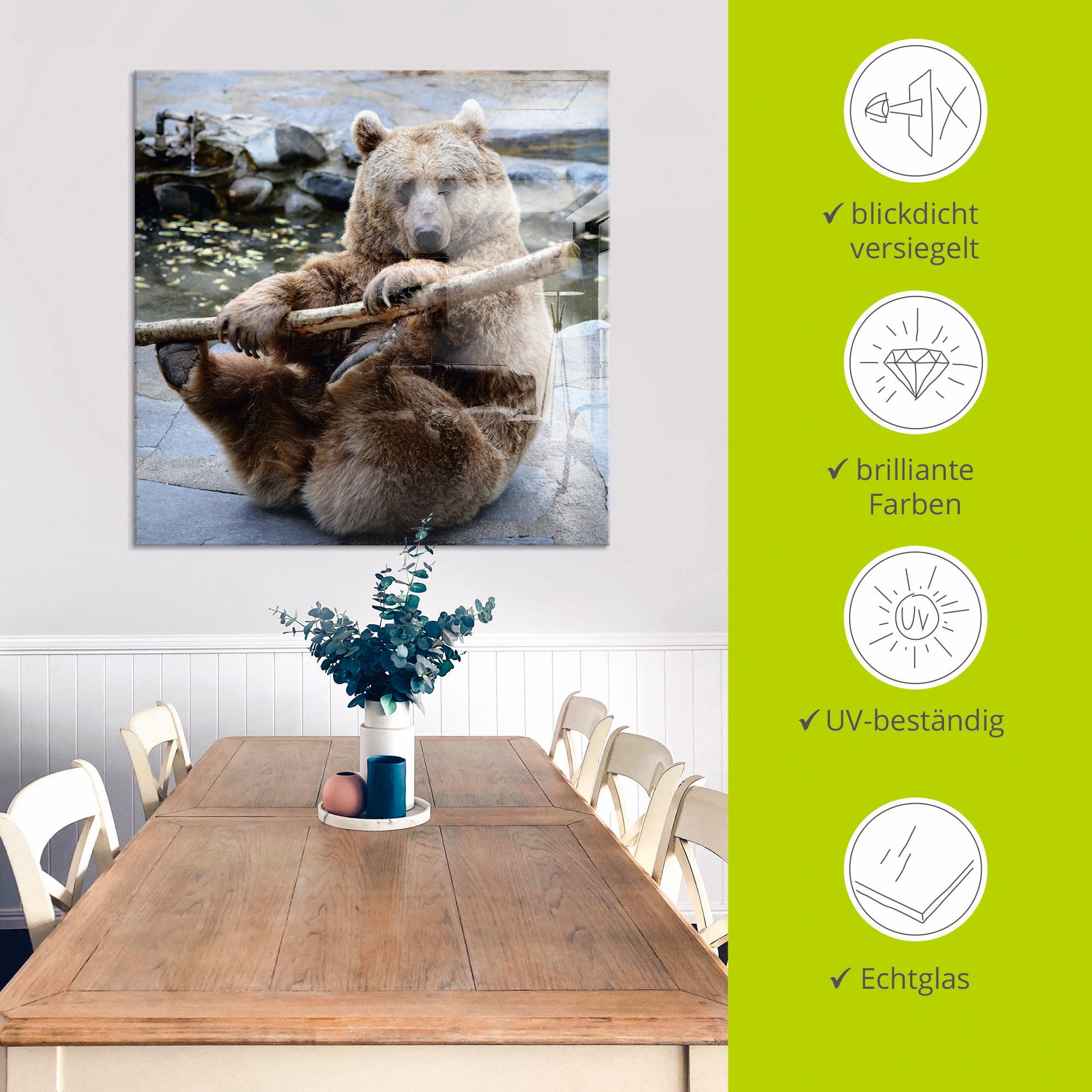 Artland Glasbild »Bär II«, Wildtiere, (1 St.), in verschiedenen Größen