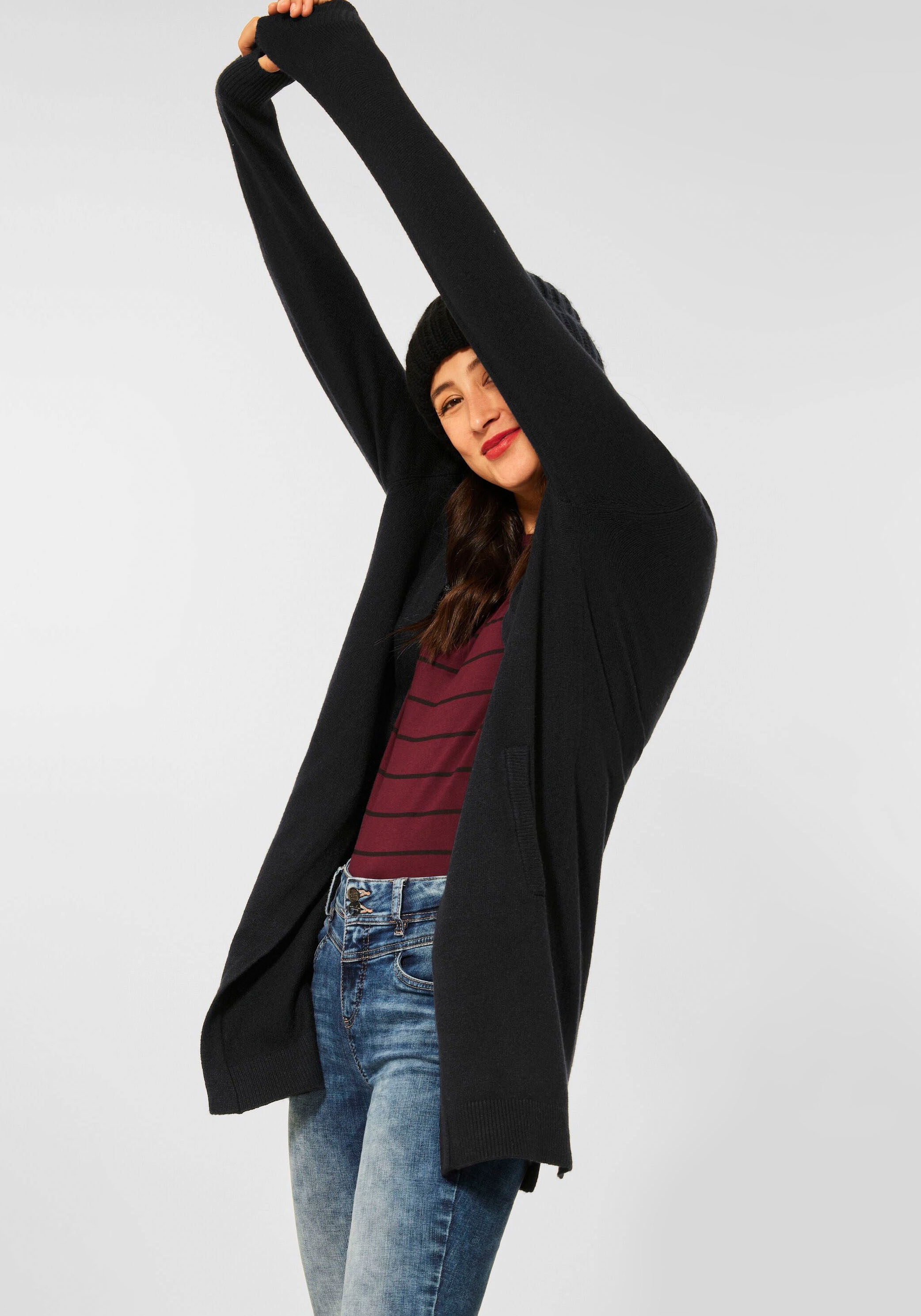 STREET ONE Cardigan, Long-Strickjacke ohne Verschluss