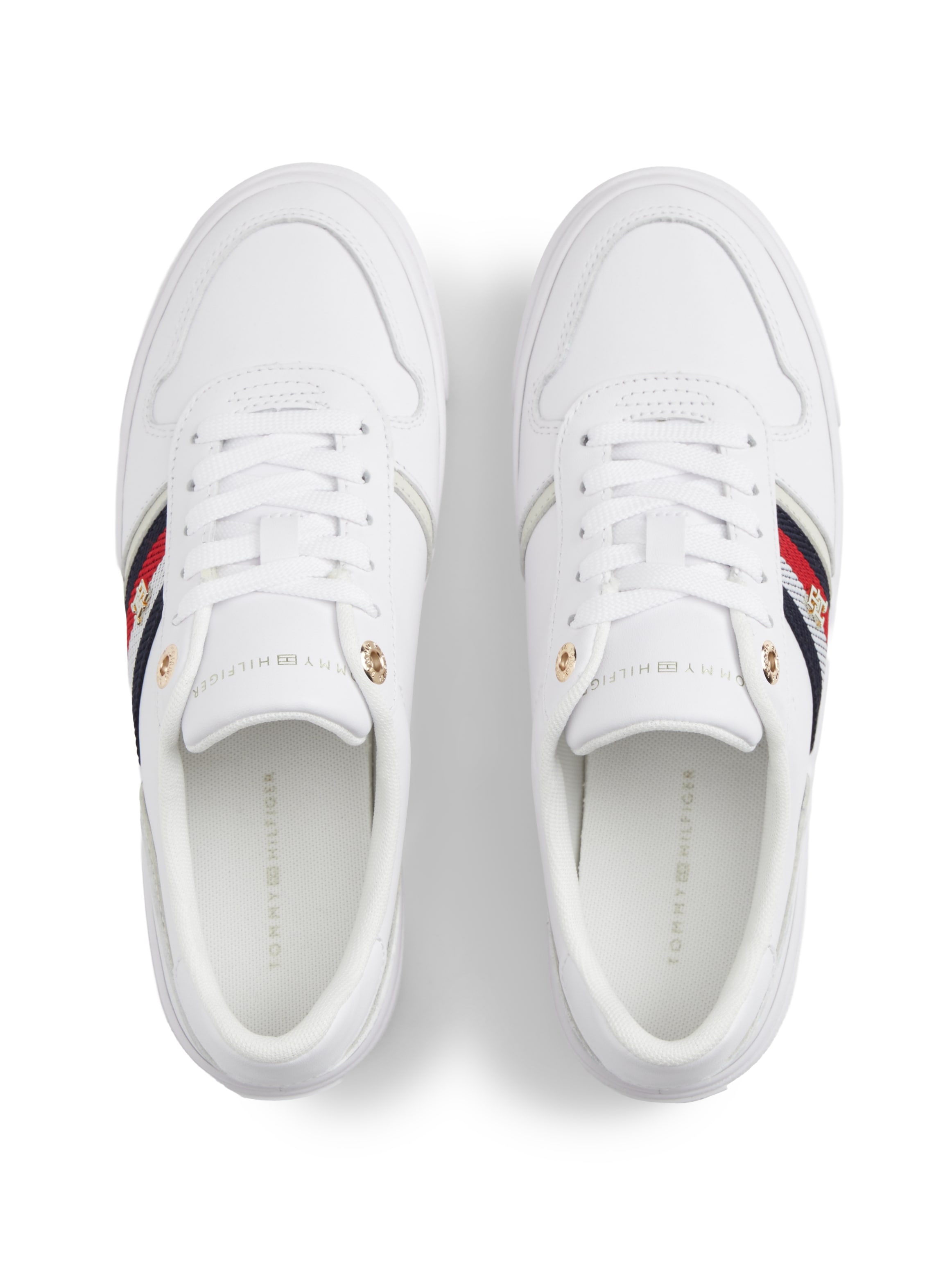 Tommy Hilfiger Plateausneaker »TH PLATFORM VULC LEATHER«  Freizeitschuh, Halbschuh, Schnürer, seitliche Streifen in Tommy Farben