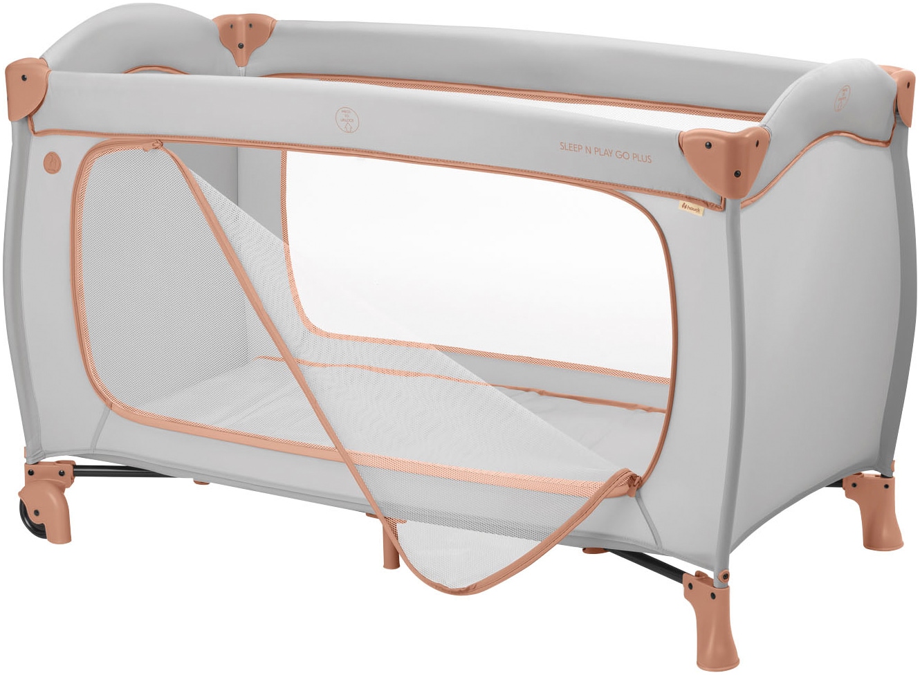 Hauck Baby-Reisebett »Sleep N Play Go Plus, Dusty Cork«, mit integrierten Rädern; Vorderausstieg