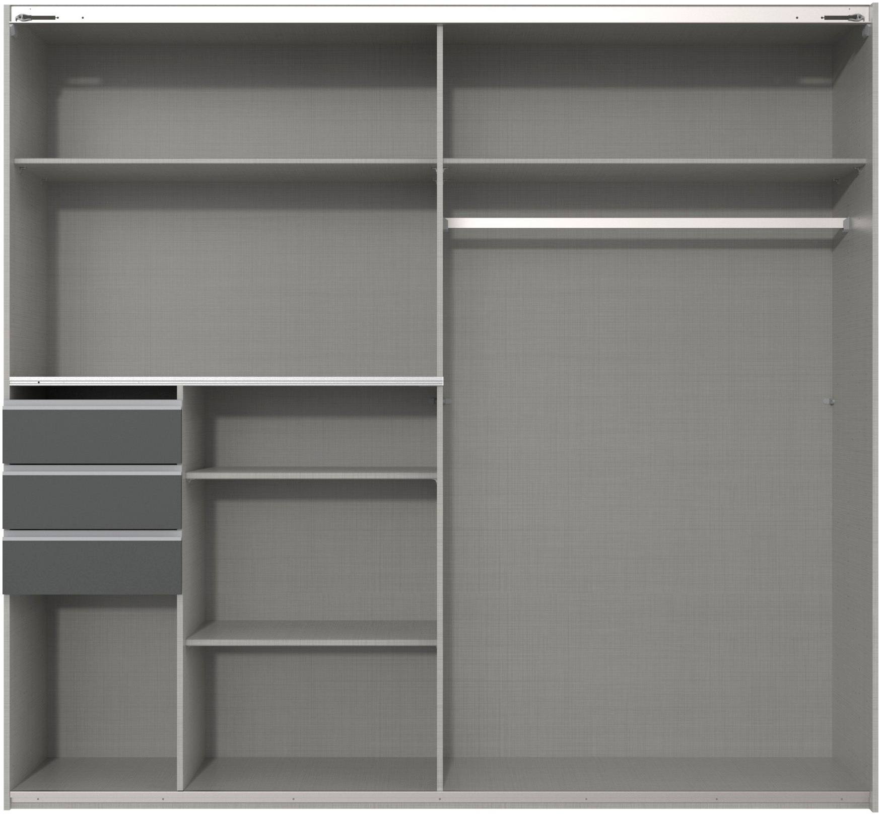 Wimex Schwebetürenschrank »Saigon, mit kompletter Innenausstattung, Made in Germany«, Kleiderschrank 2-türig, 225cm breit, mit 3 praktischen Außenschubladen