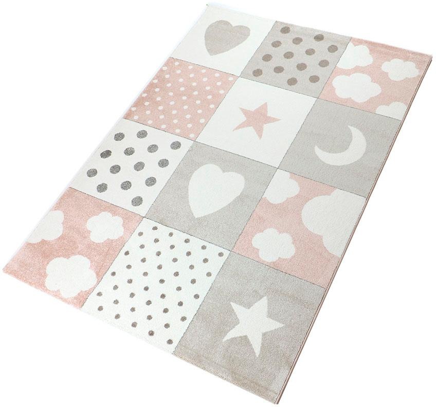 Living Line Kinderteppich »Karo Mix«, rechteckig, 12 mm Höhe, Spielteppich, Patchwork Design, Motiv Sterne, Kinderzimmer