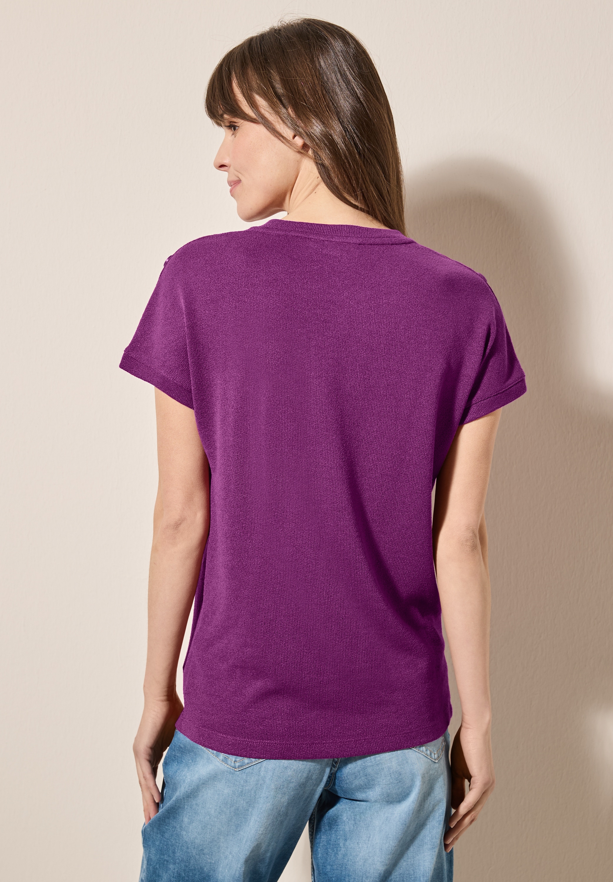 Cecil T-Shirt, in Struktur-Optik und mit Knopf-Details
