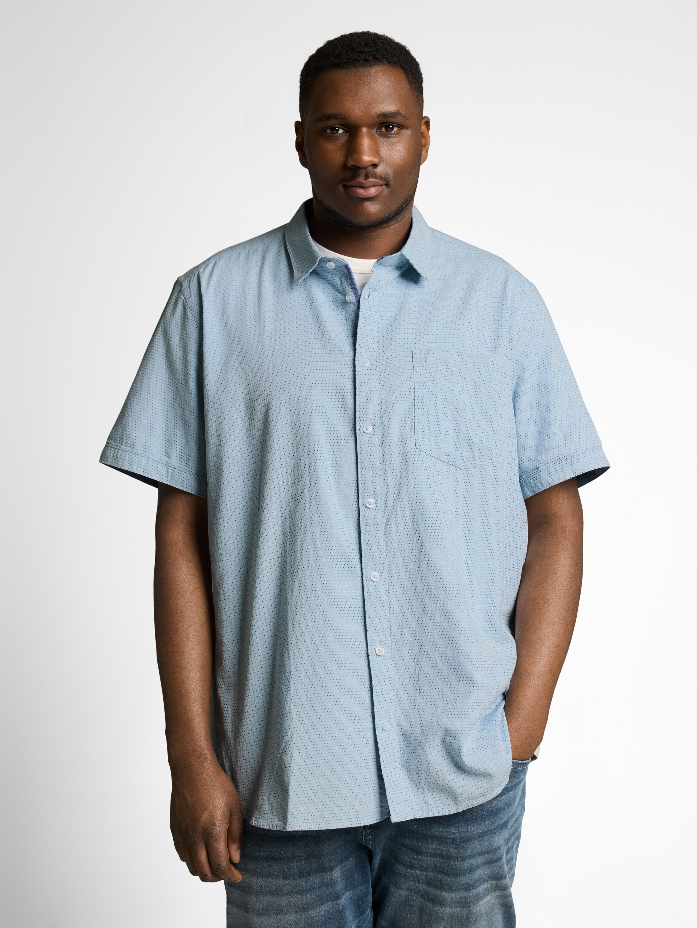 TOM TAILOR PLUS Kurzarmhemd mit Minimalprint - Große Größen