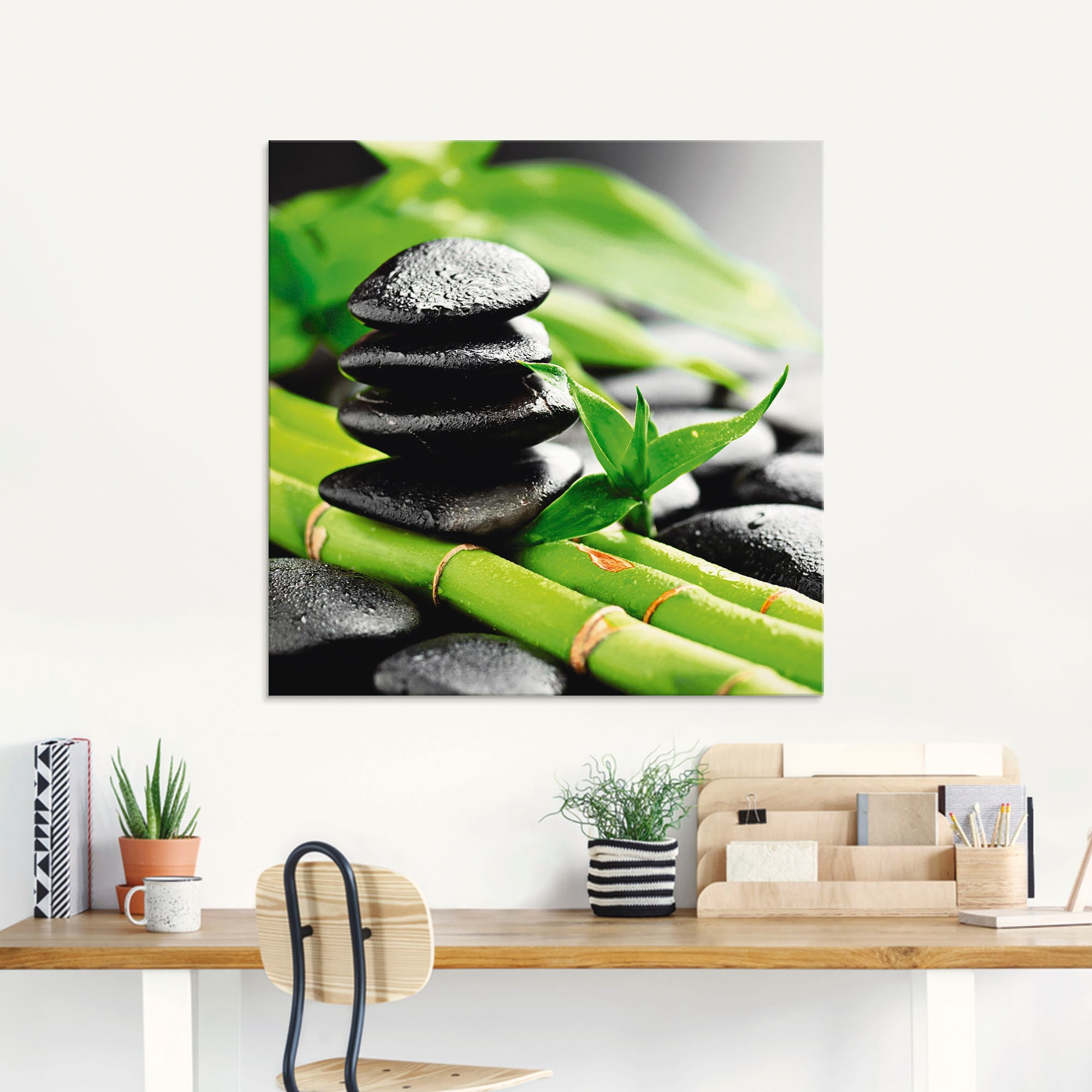 Artland Glasbild »Wachstum - Lavasteine Bambus«, Zen, (1 St.), in verschiedenen Größen