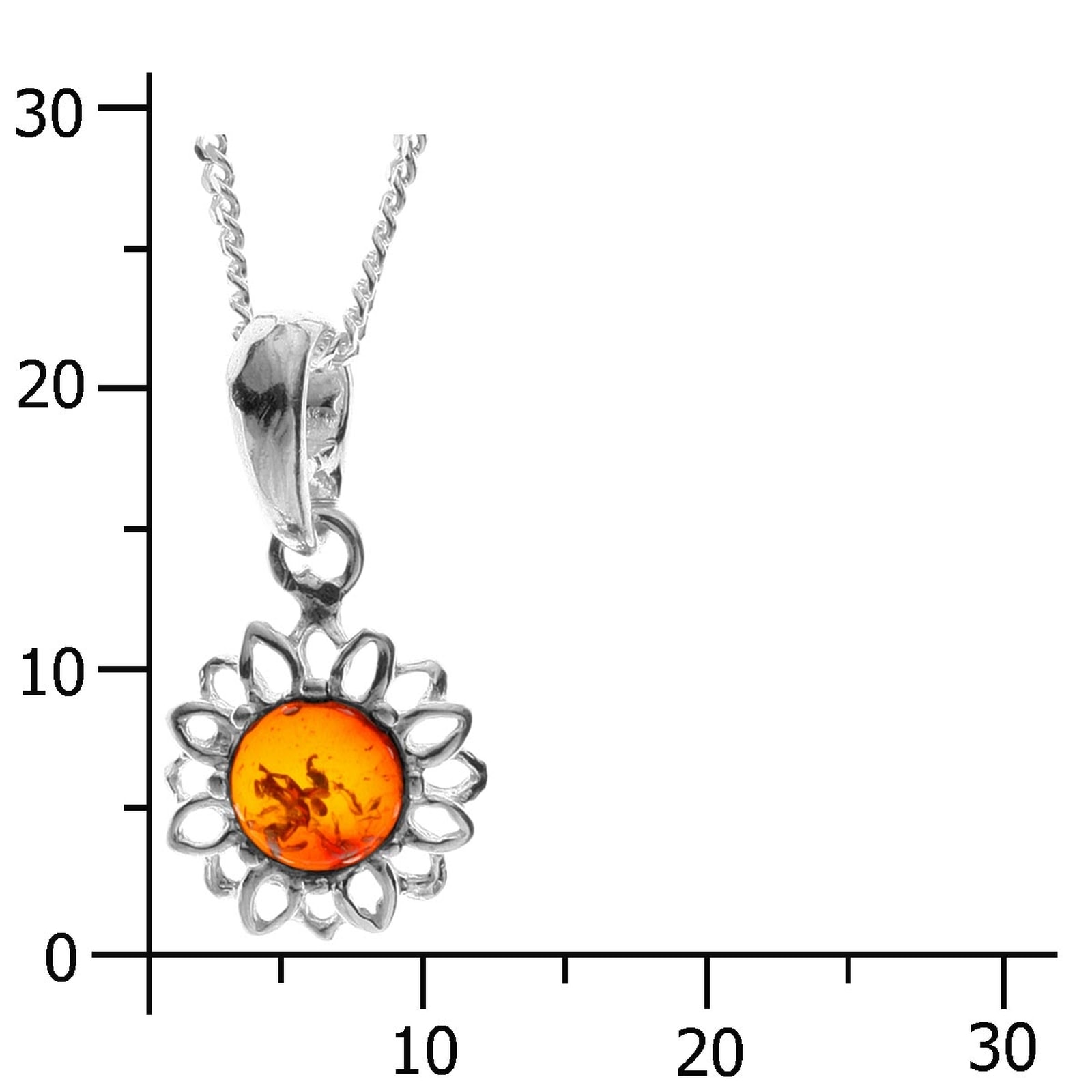 OSTSEE-SCHMUCK Kette mit Anhänger »- Blüte 12 mm - Silber 925/000 - Bernstein«