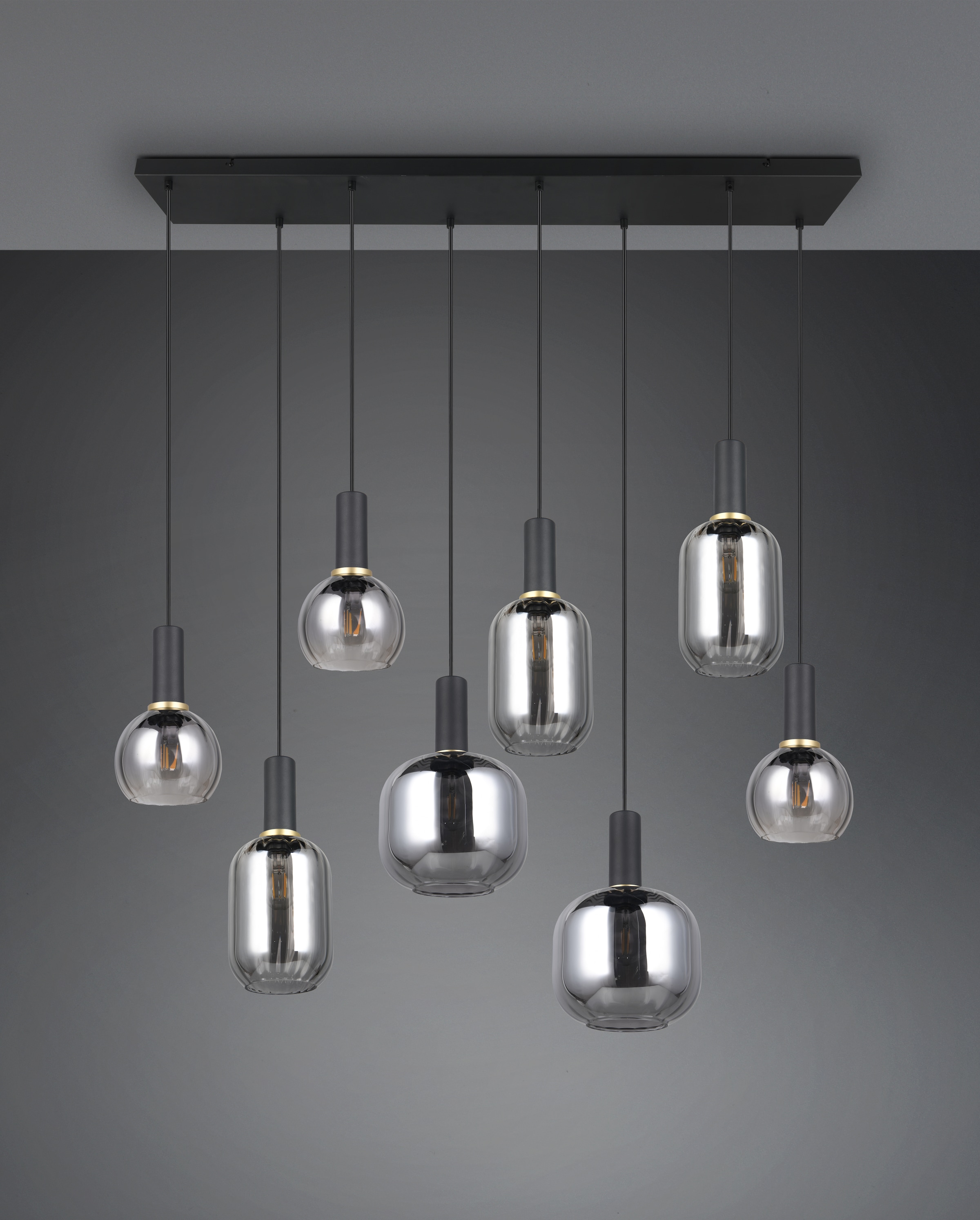 TRIO Leuchten Pendelleuchte »DIVA, E27 Hängelampe 8-flammig mit Glasschirm, exkl 8xE27 max 10W« E27 1 Stk. warmweiß - kaltweiß höhenverstellbar bis max 150cm Hängeleuchte 120x32 cm Wohnzimmer Küche