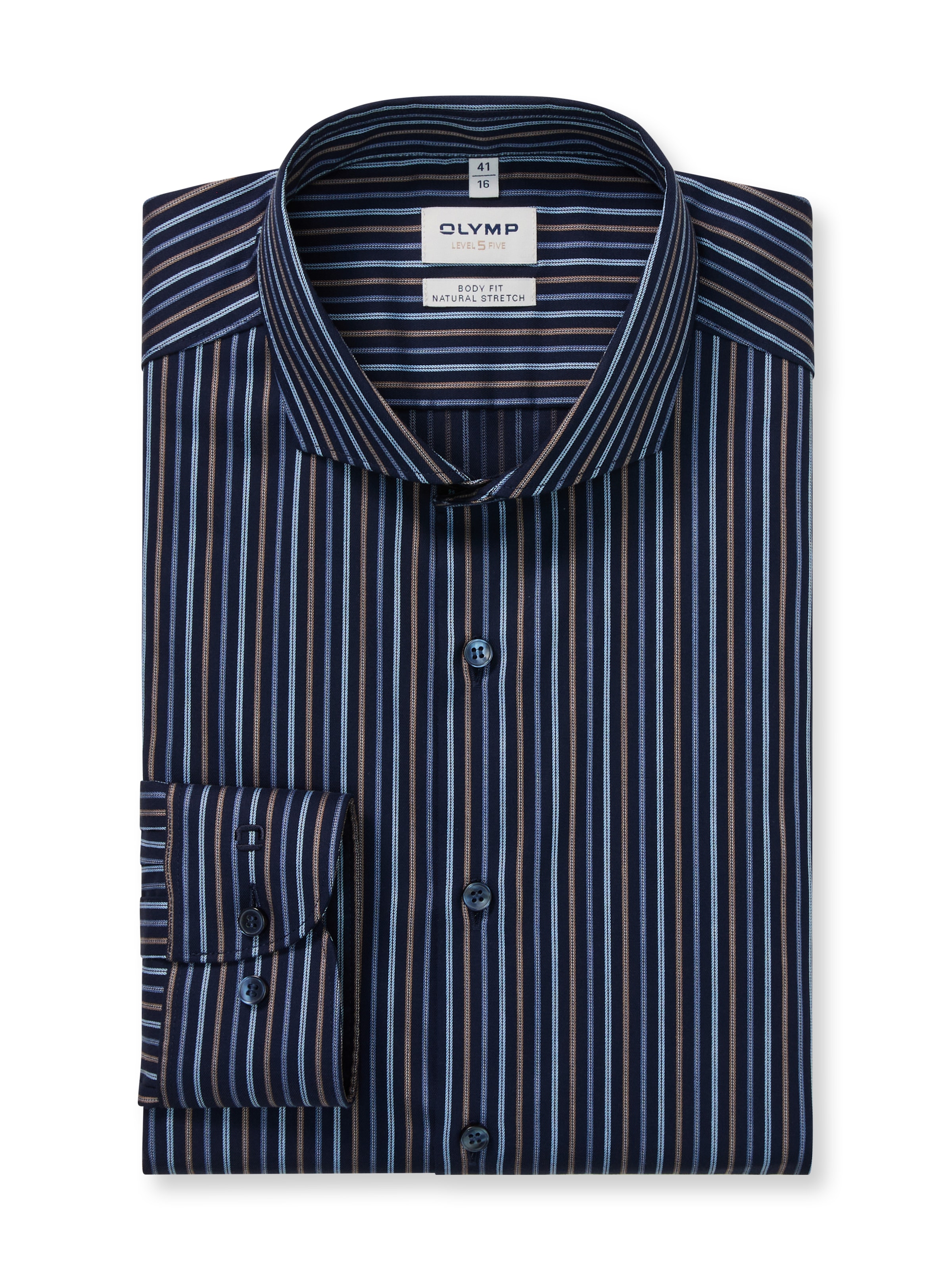 OLYMP Langarmhemd »Level Five« Businesshemd, body fit, Haifischkragen, gestreift