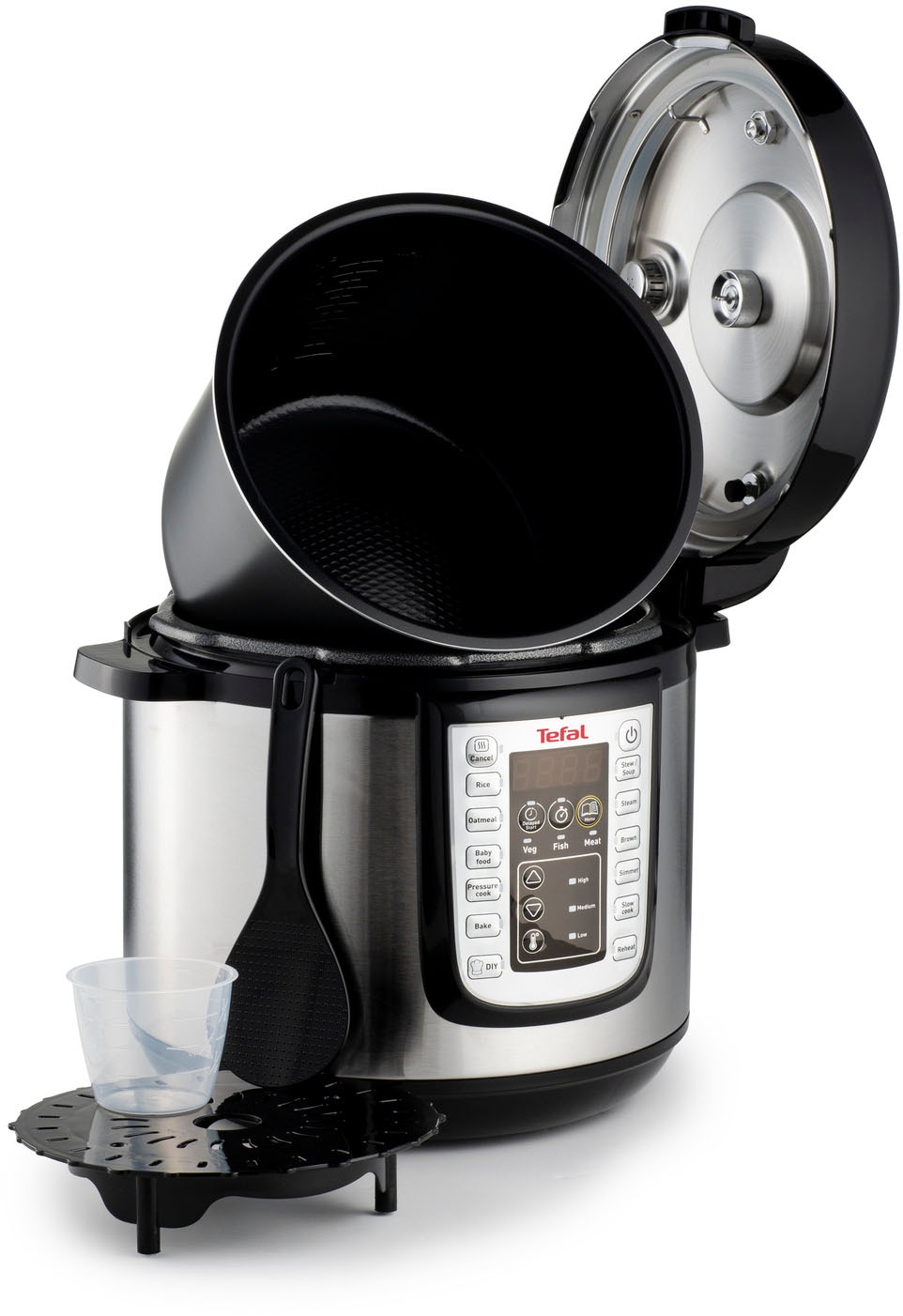 Tefal Multikocher »CY505E Fast & Delicious Multikocher, elektrischer Schnellkochtopf«, 25 automatische Programme, 6 l Fassungsvermögen, sichere Drucktechnologie, Zeit- und Temperaturregler, Warmhaltefunktion, mit Rezeptheft
