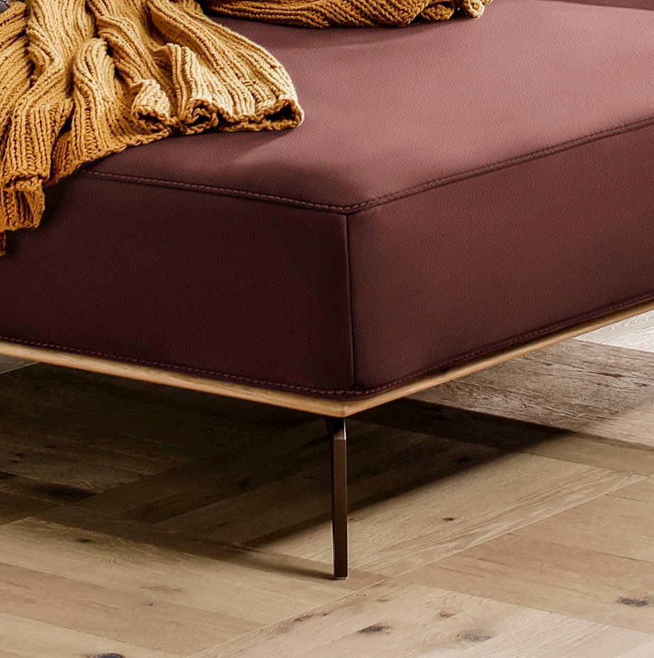 W.SCHILLIG Ecksofa »run, Designsofa mit tollem Sitzkomfort, L-Form«, mit Holzsockel, Füße in Bronze pulverbeschichtet, Breite 299 cm