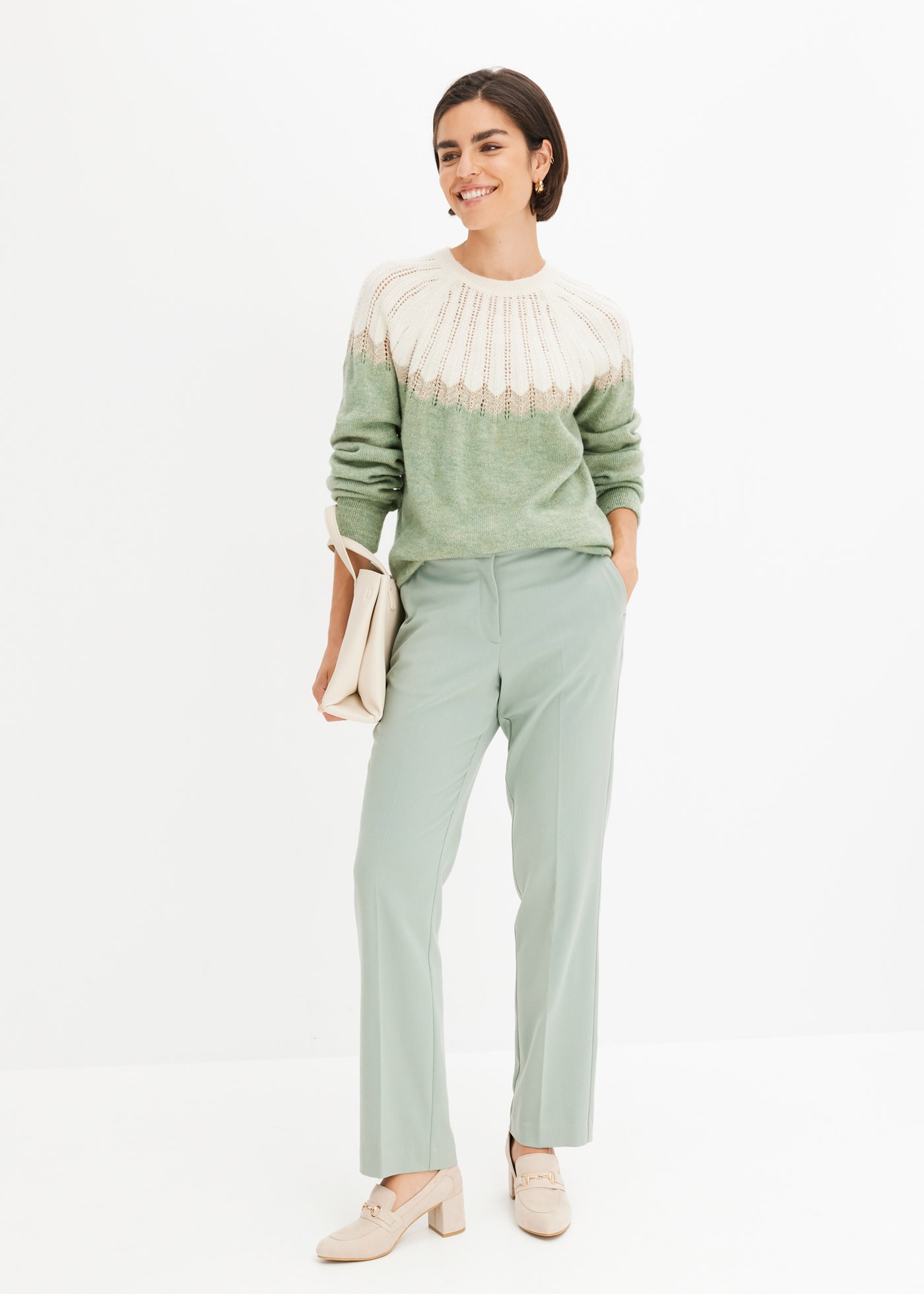 bonprix Ajourpullover aus Polyacryl, Polyester und metallisierten Fasern, mehrfarbige Optik