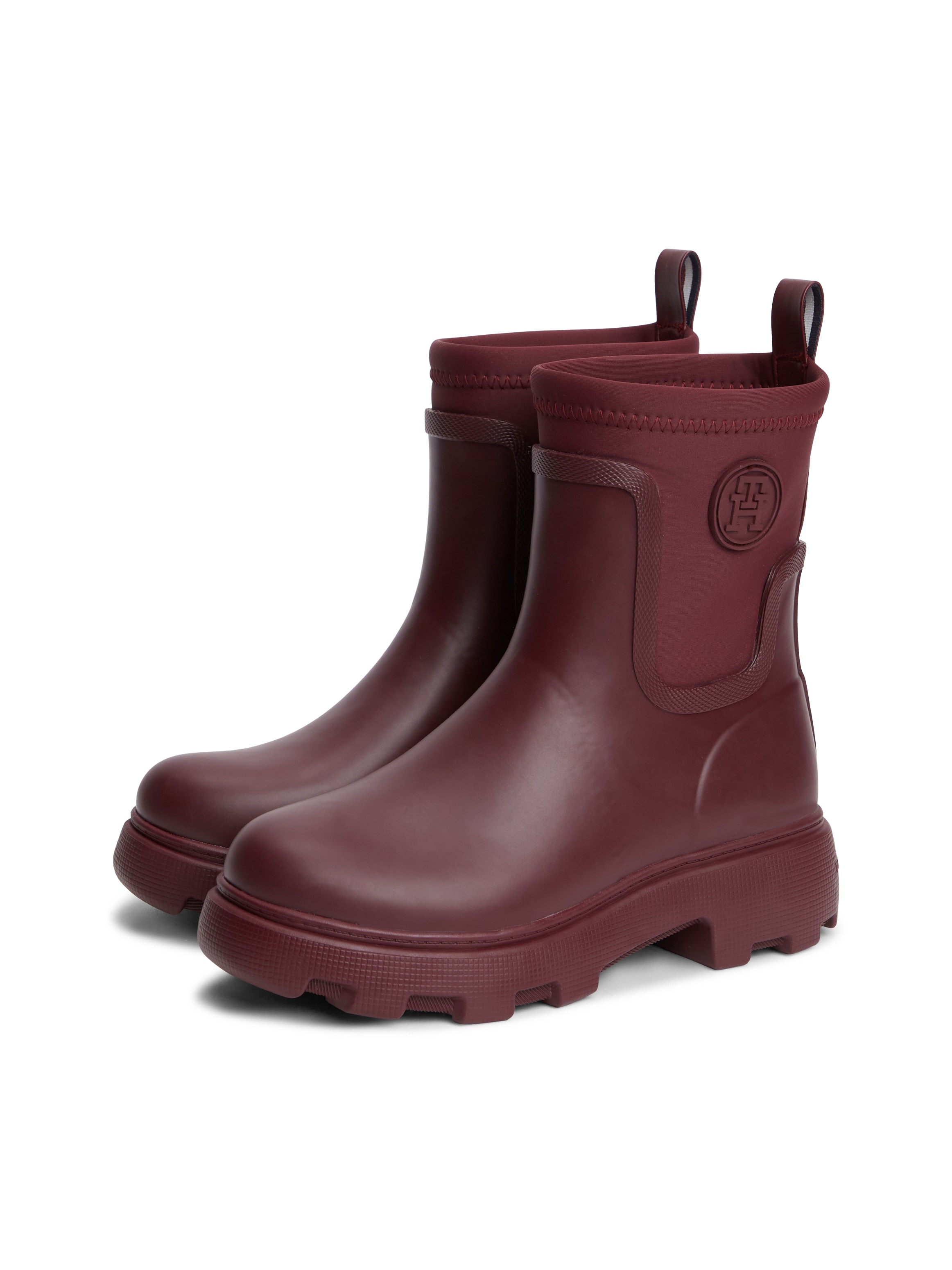 Tommy Hilfiger Gummistiefelette »TH STAMP WARM ANKLE RAIN BOOT«  Blockabsatz, Regenboots mit TH-Logoemblem