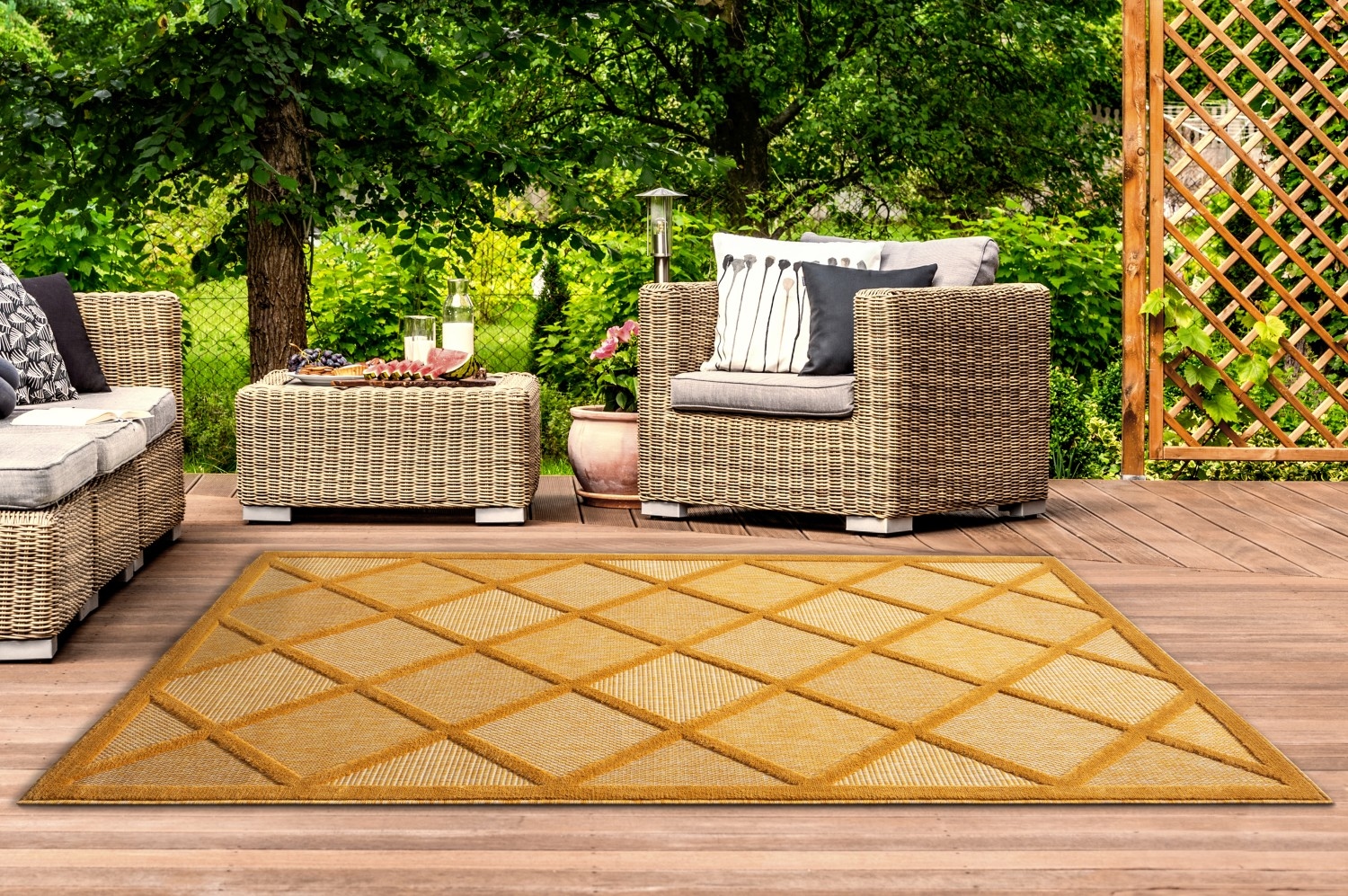 Myflair Möbel & Accessoires Teppich »Amara, LAGERRÄUMUNG!«, rechteckig, 8 mm Höhe, Uni Farben, Hoch-Tief Effekt, Outdoor geeignet, Balkon, Terrasse