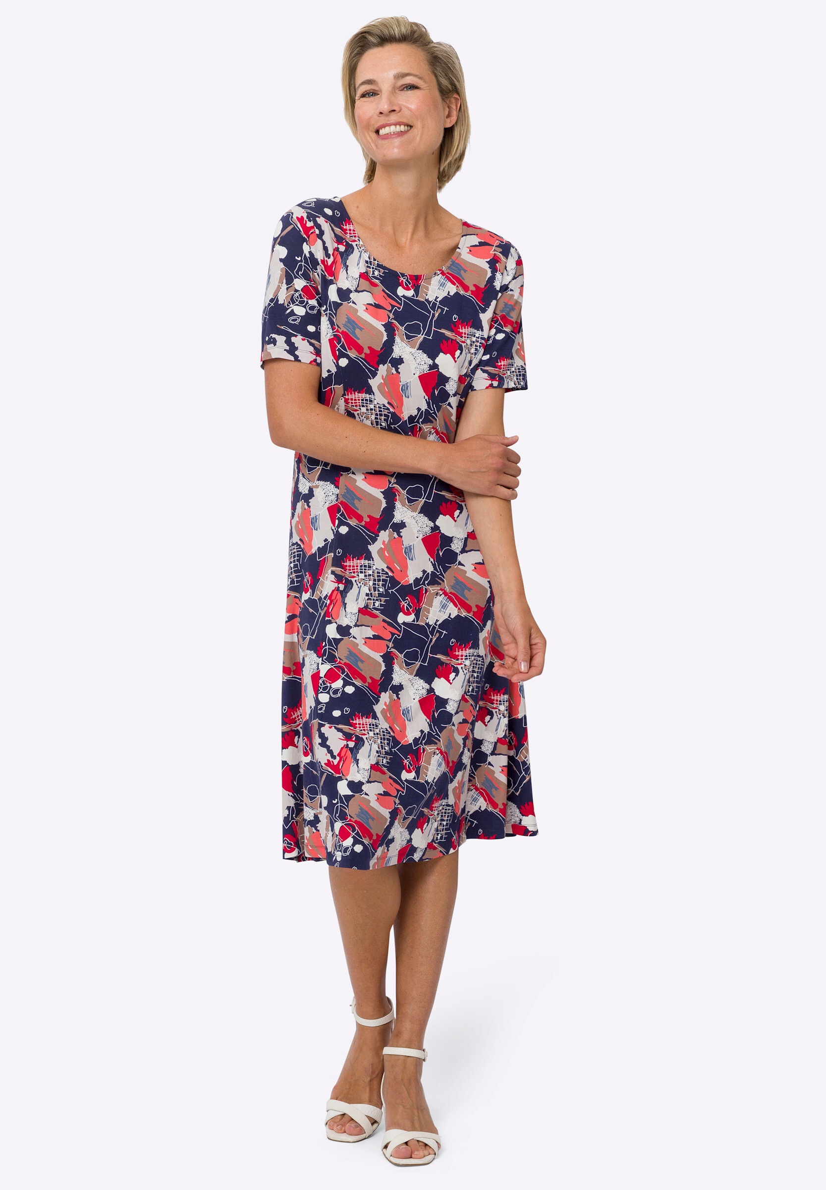 Sieh an! Jerseykleid »Jersey-Kleid Jerseykleid mit kurzen Ärmeln« Ohne Taschen