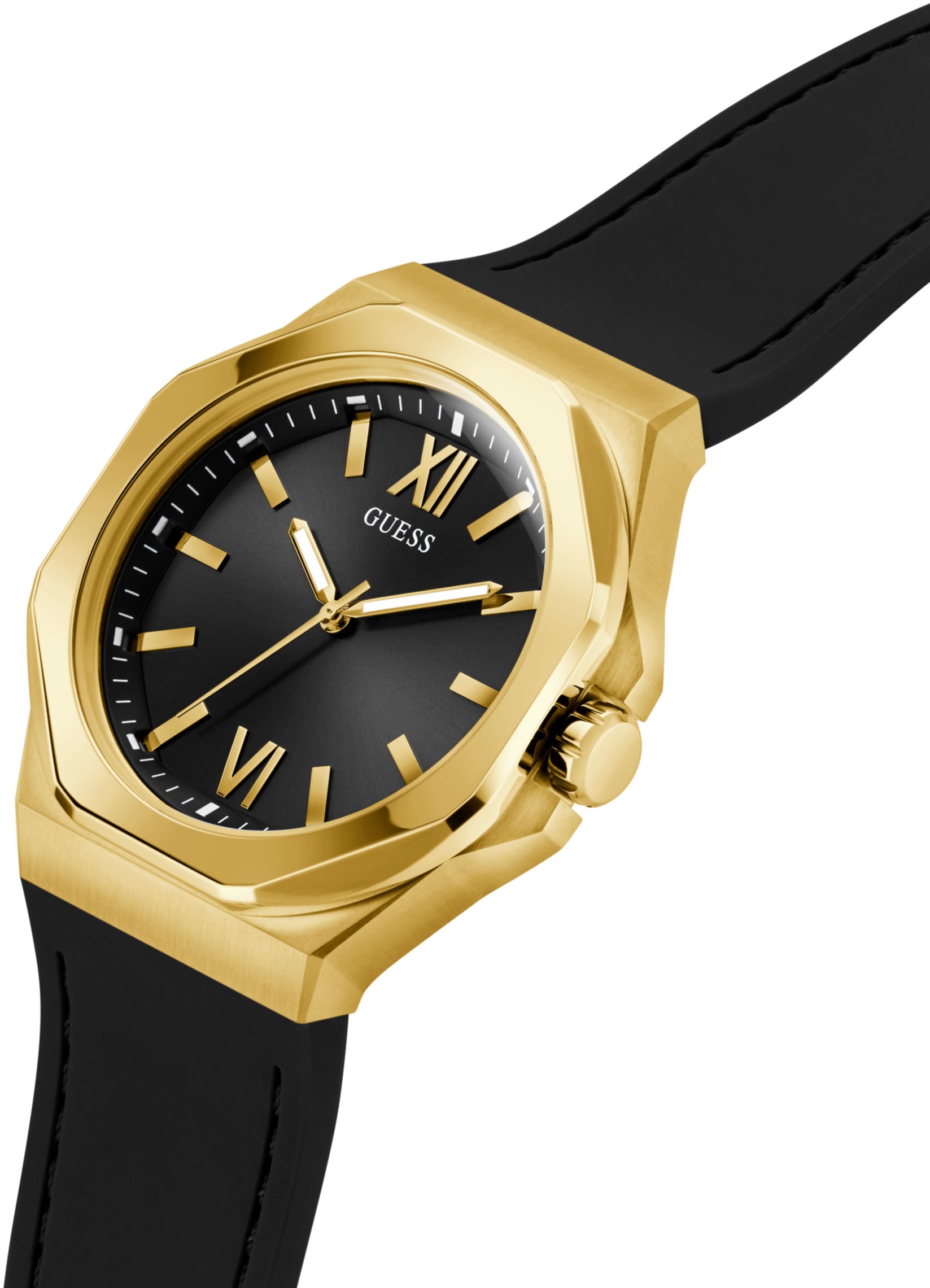 Guess Quarzuhr »EMPEROR« Armbanduhr, Herrenuhr, Silikonarmband, Geschenkidee, analog