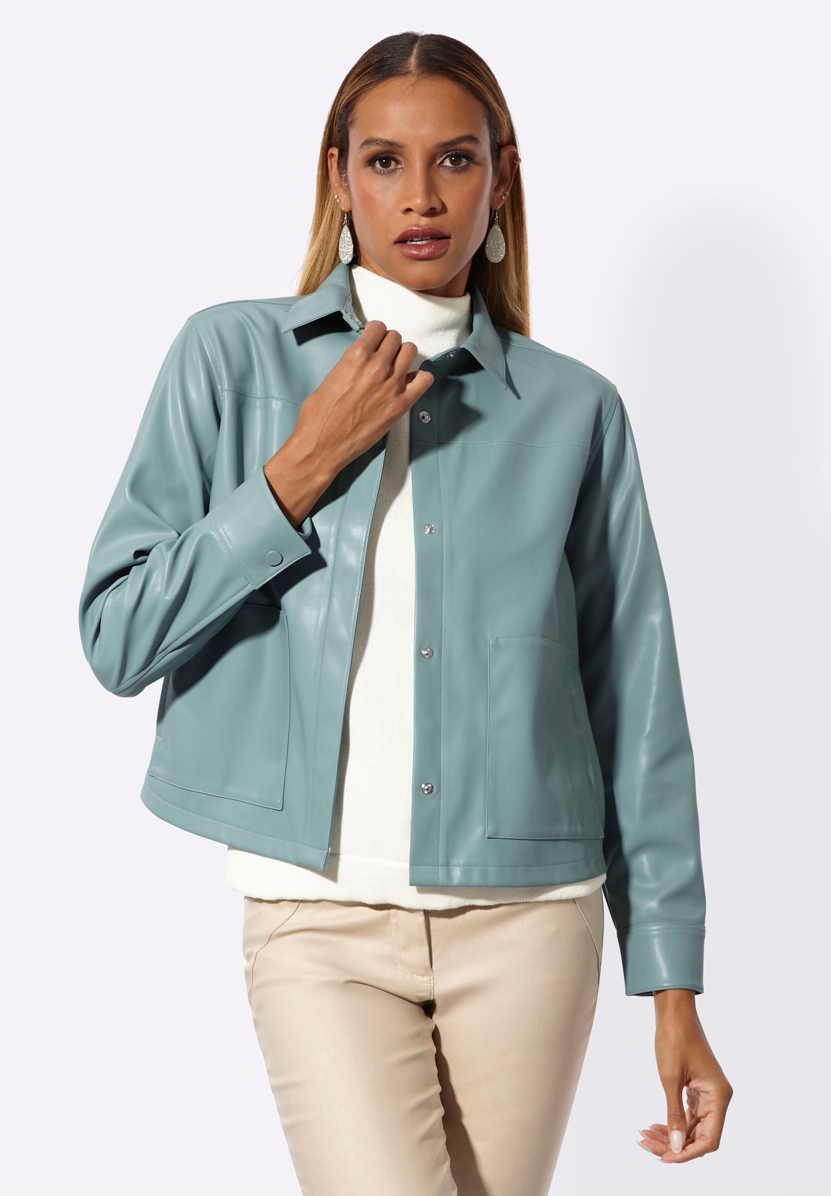 creation L Jackenblazer »Lederimitat-Blazer Lederimitat-Blazer mit verdeckter Druckknopfleiste«
