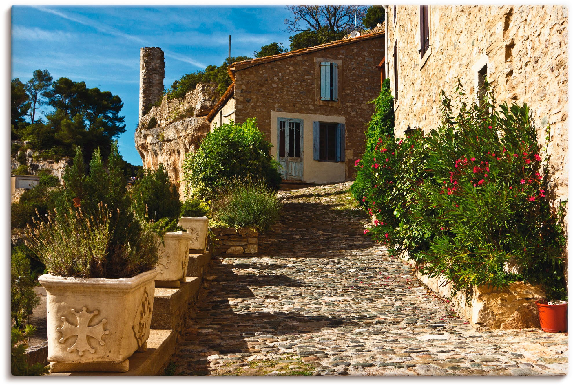 Artland Wandbild »Gasse in Minerve, Südfrankreich«, Europa, (1 St.), in vielen Größen & Produktarten - Alubild / Outdoorbild für den Außenbereich, Leinwandbild, Poster, Wandaufkleber / Wandtattoo auch für Badezimmer geeignet