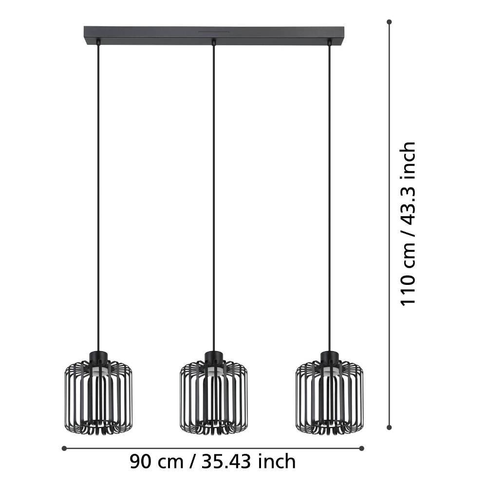 EGLO Hängeleuchte »GINESTRONE-Z Hängelampe schwarz, ZigBee 3.0, Timer, Pendelleuchte,«, 3 flammig, Leuchtmittel LED-Modul | LED fest integriert, App/Sprachsteuerung Alexa, 90x20x110cm, exkl. Fernbedienung, 3-flammig