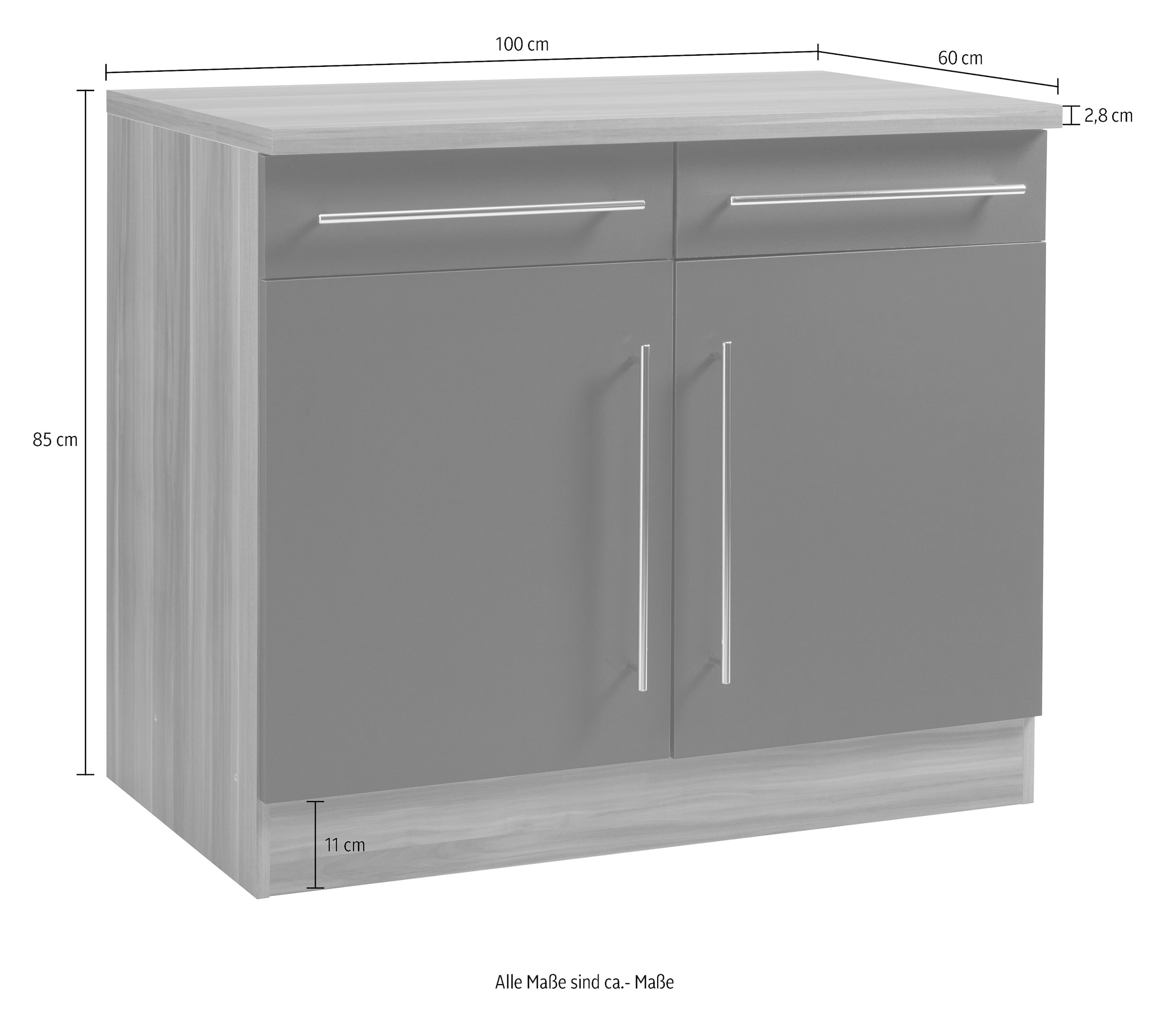 KOCHSTATION Unterschrank »KS-Samos« 100 cm breit