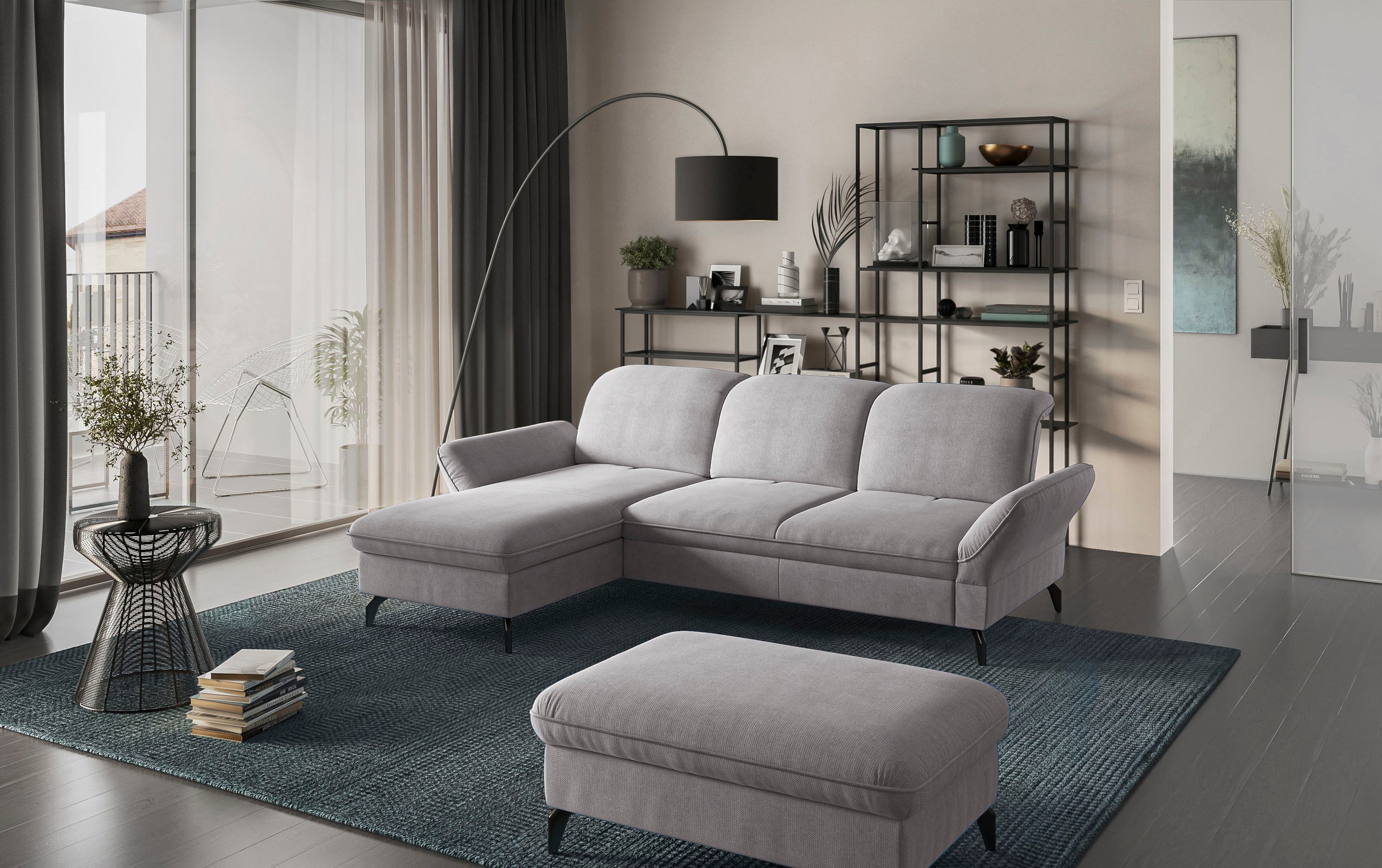 sit&more Ecksofa »Leandro L-Form«, Wahlweise mit Bett-, Kopfteil - und Armlehnfunktion, sowie Bettkasten