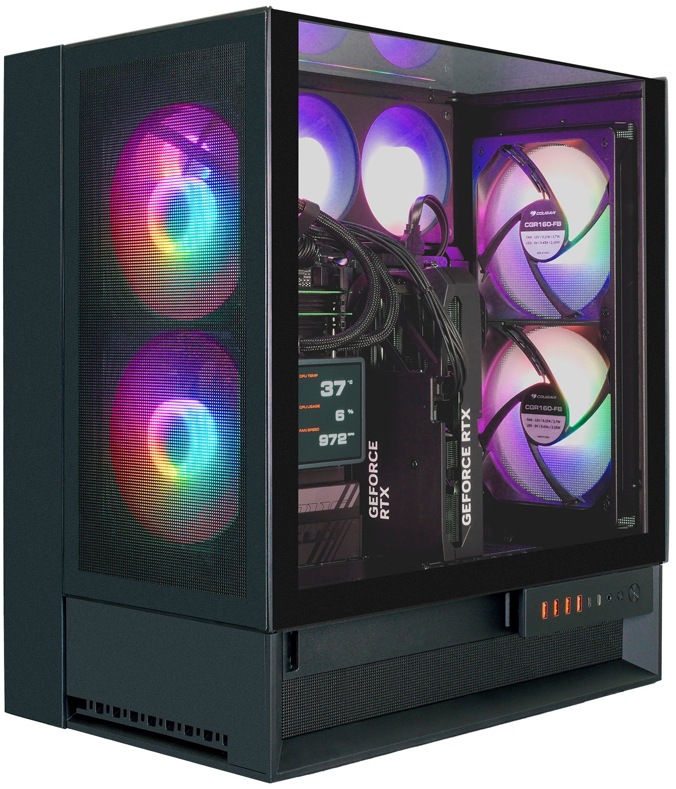 Cougar Gaming-PC-Komplettsystem »MegaDeal OmnyX BK 2851 AMD Ryzen 7 9700X 32GB DDR5 2TB SSD RTX 5070Ti« 34 ″ AMD Ryzen 7 GeForce RTX? 5070Ti 32 GB RAM 2.000 GB SSD Windows 11, DDR5 RAM + MSI MAG 342CQR E2 Curved Monitor 86cm (34")