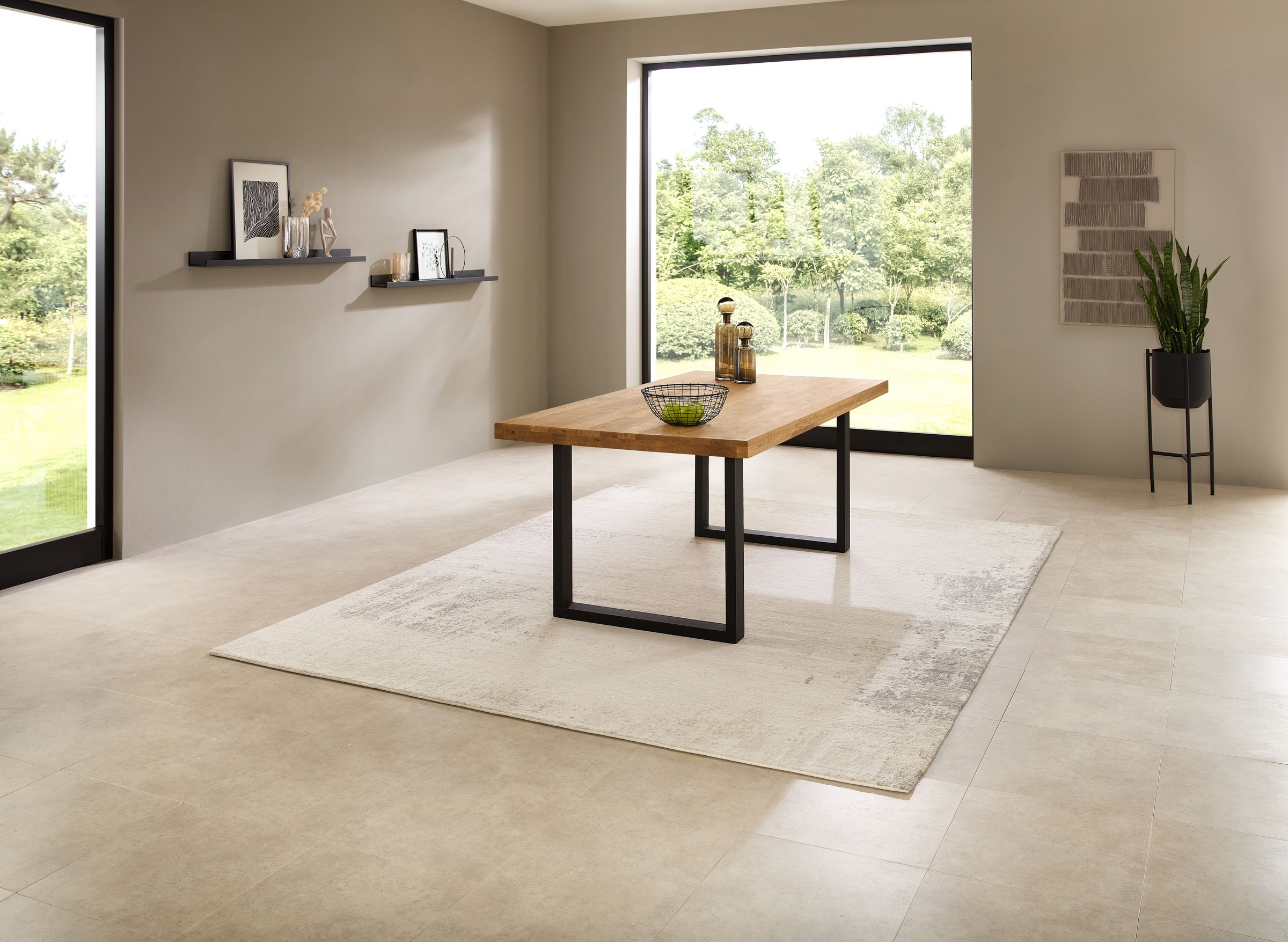 Stolkom Esstisch »Chris Esszimmertisch Eiche Massivholz, BxHxT 110x47x70 cm«, Gerade Kante, Industrial Style Eiche Massivholz