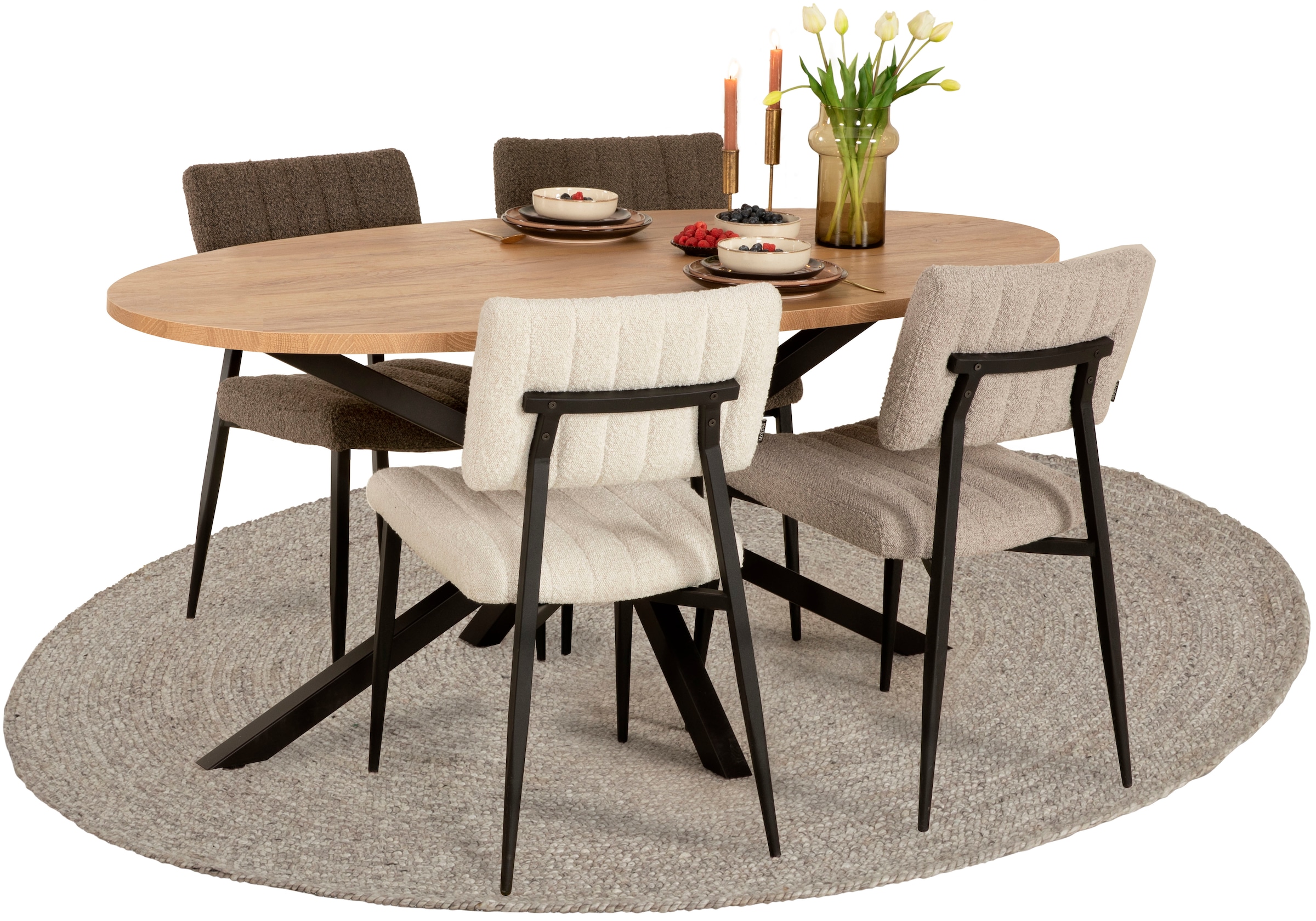 OMG Design Esszimmerstuhl »Dirk«, (Set), 1 St., Stoff, moderner Boucle Bezug, bequem gepolstert