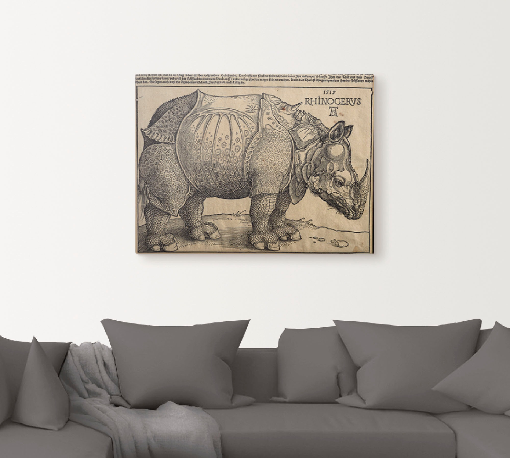 1515. Leinwandbild, (1 bei online Artland Für OTTO Wildtiere, Poster in versch. »Nashorn. als König Emanuel.«, oder Wandaufkleber Wandbild St.), Größen