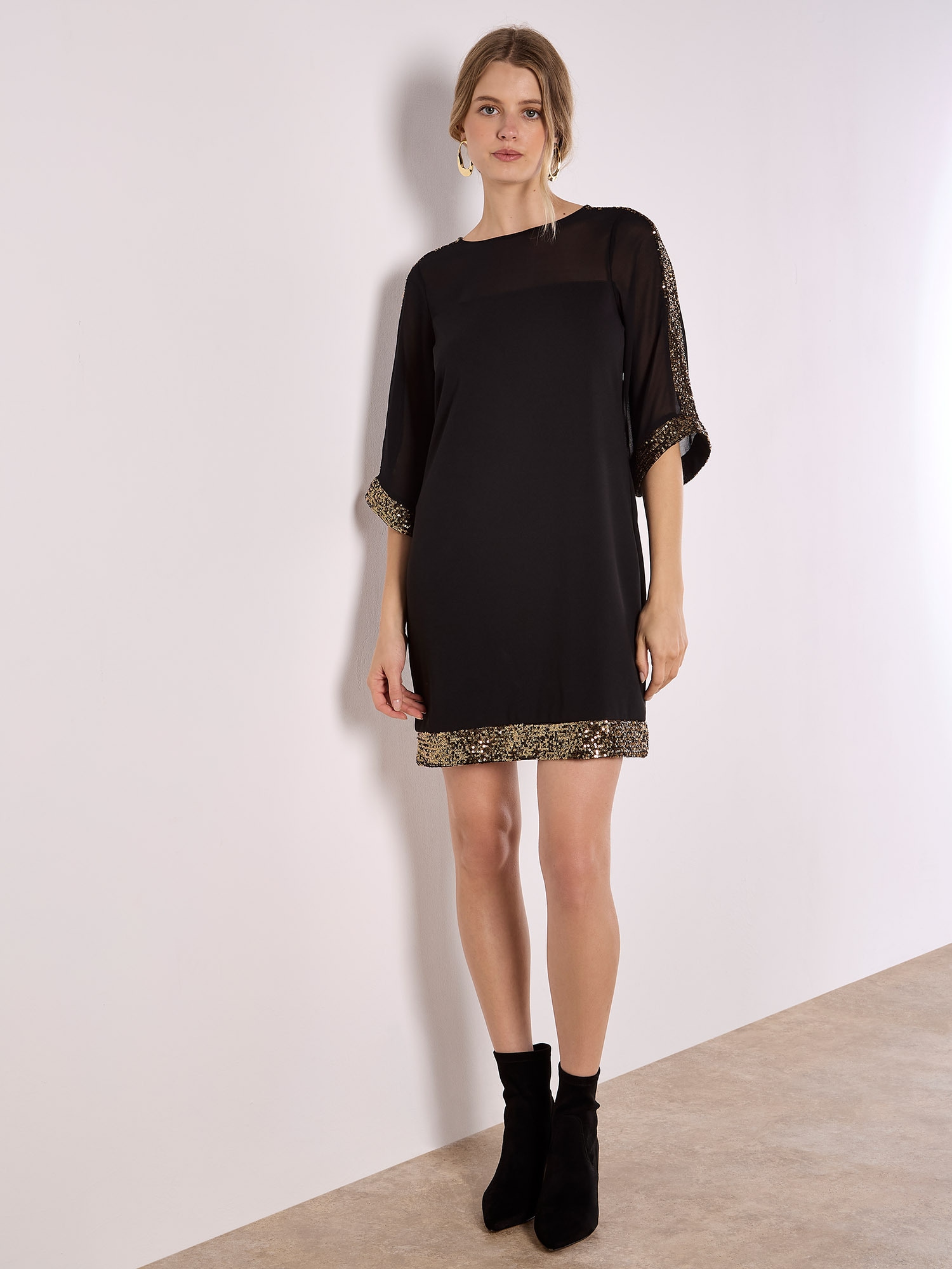 Apricot Druckkleid »Kimono-Ärmel-Kleid« mit Pailletten