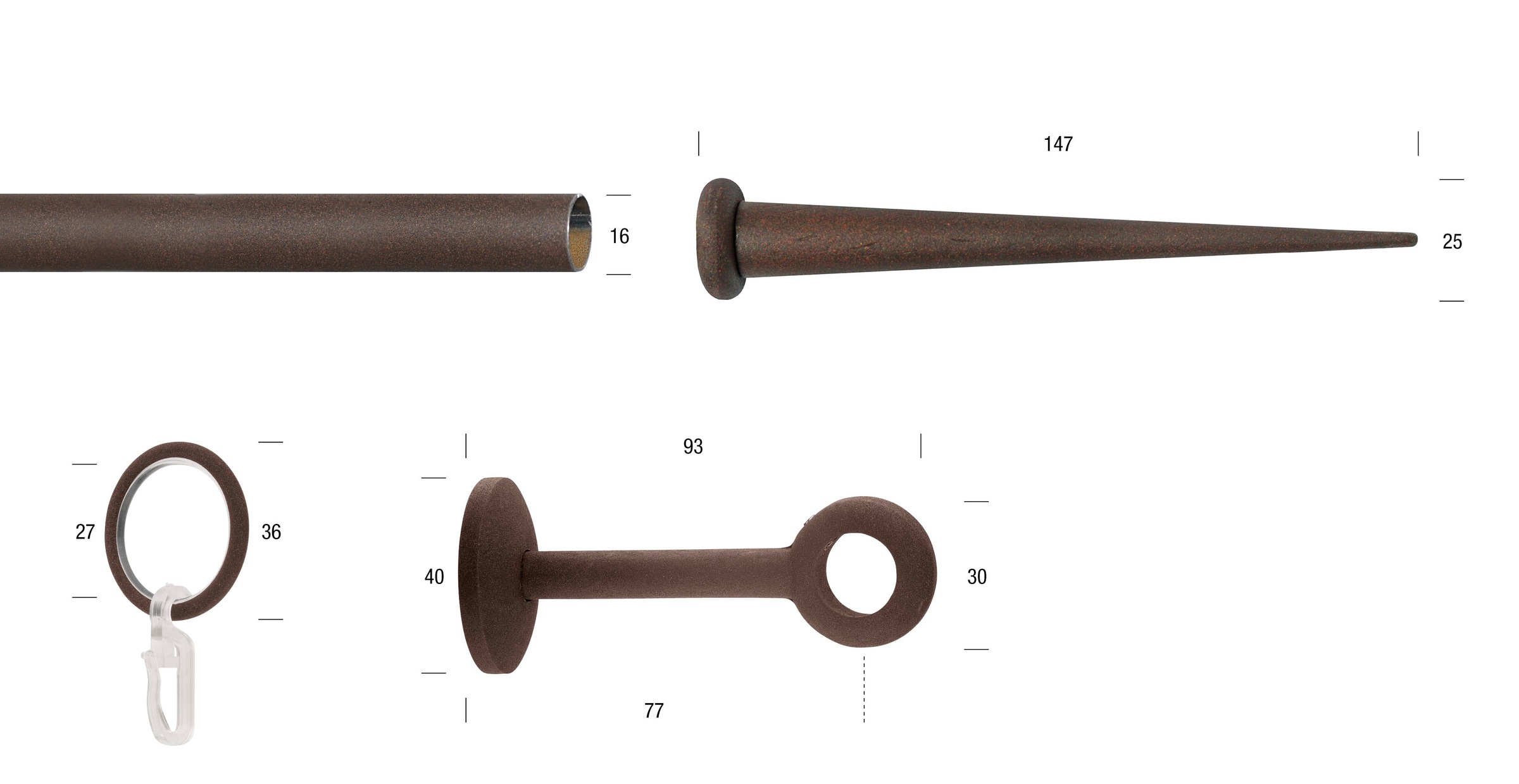 GARESA Gardinenstange »ESPERANCA«, 1 läufig-läufig, Wunschmaßlänge, rustikale Vorhanggarnitur, verlängerbar, Endknopf Spitze, m. Ringe