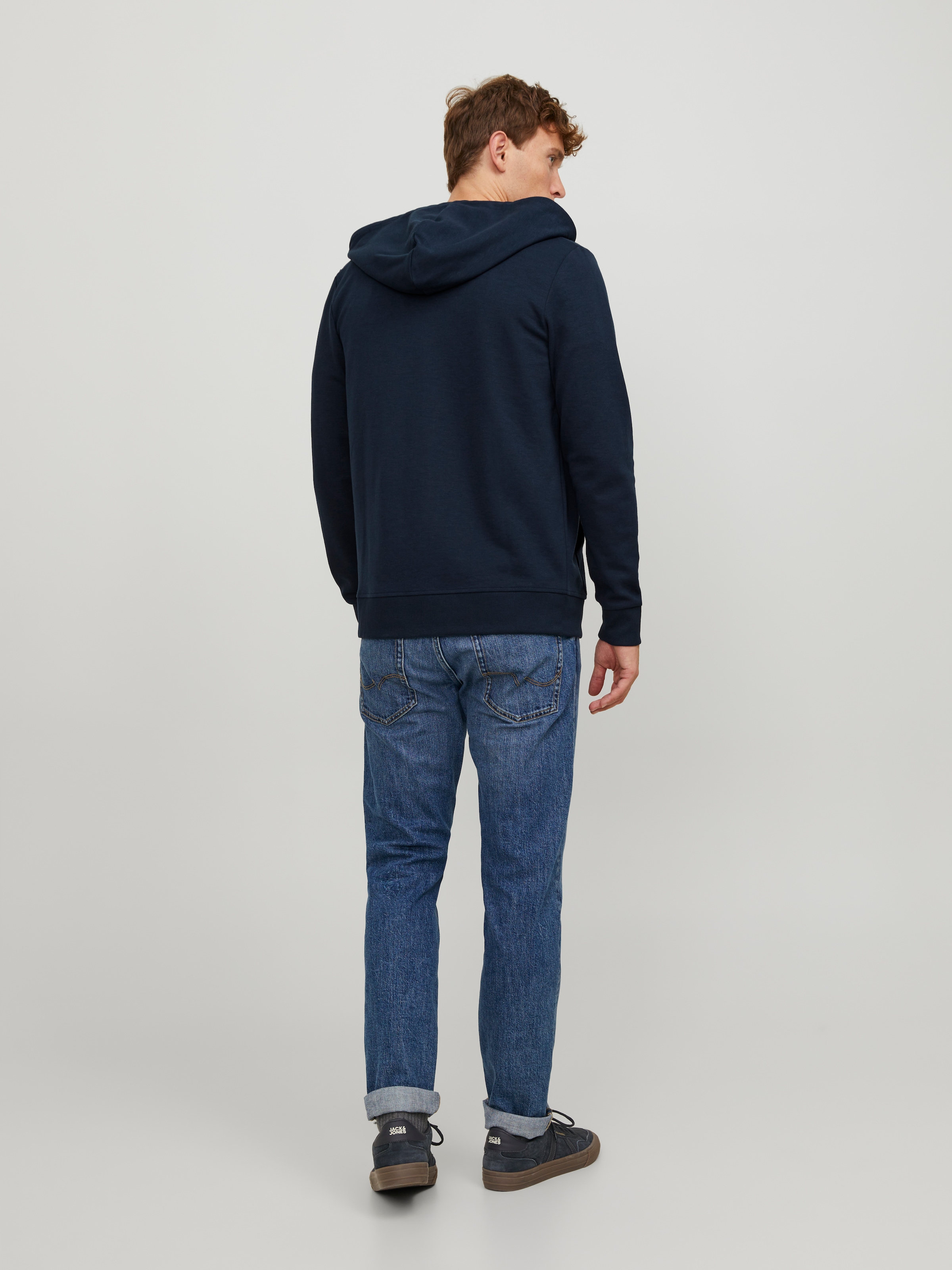 Jack & Jones Kapuzensweatjacke »JJEBASIC Hoodie mit Rippbündchen und angenehmem Tragegefühl« unifarben, modisch, regular fit, Baumwollmischung, Rundhals