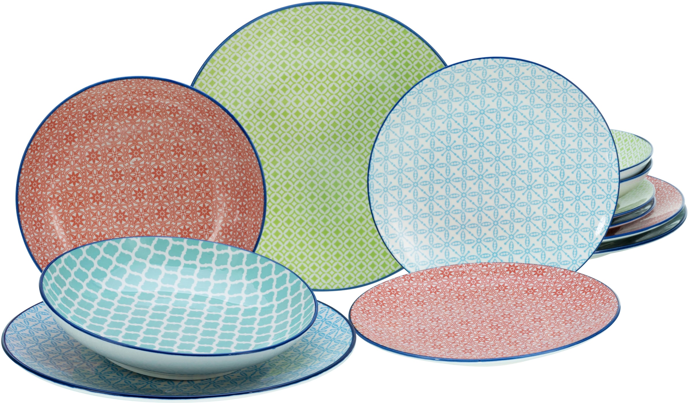 Creatable Teller-Set »Mediterran« traditionelle, keramische Motive in bunt