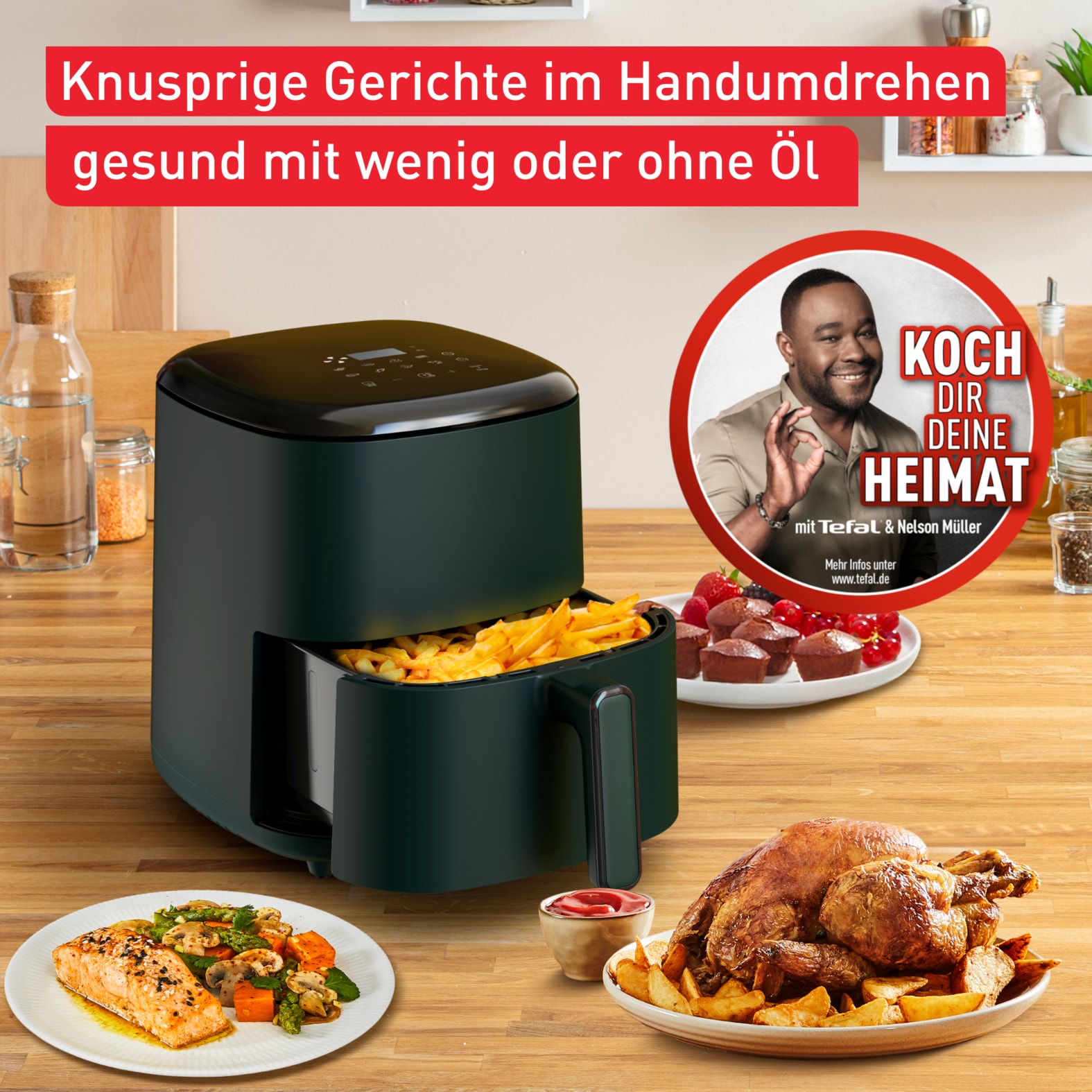 Tefal Heißluftfritteuse »EY2453 Easy Fry Max Digital«, 1500 W, spart Zeit & Energie, intuitiver Touchscreen, 10 Programme, EY2453